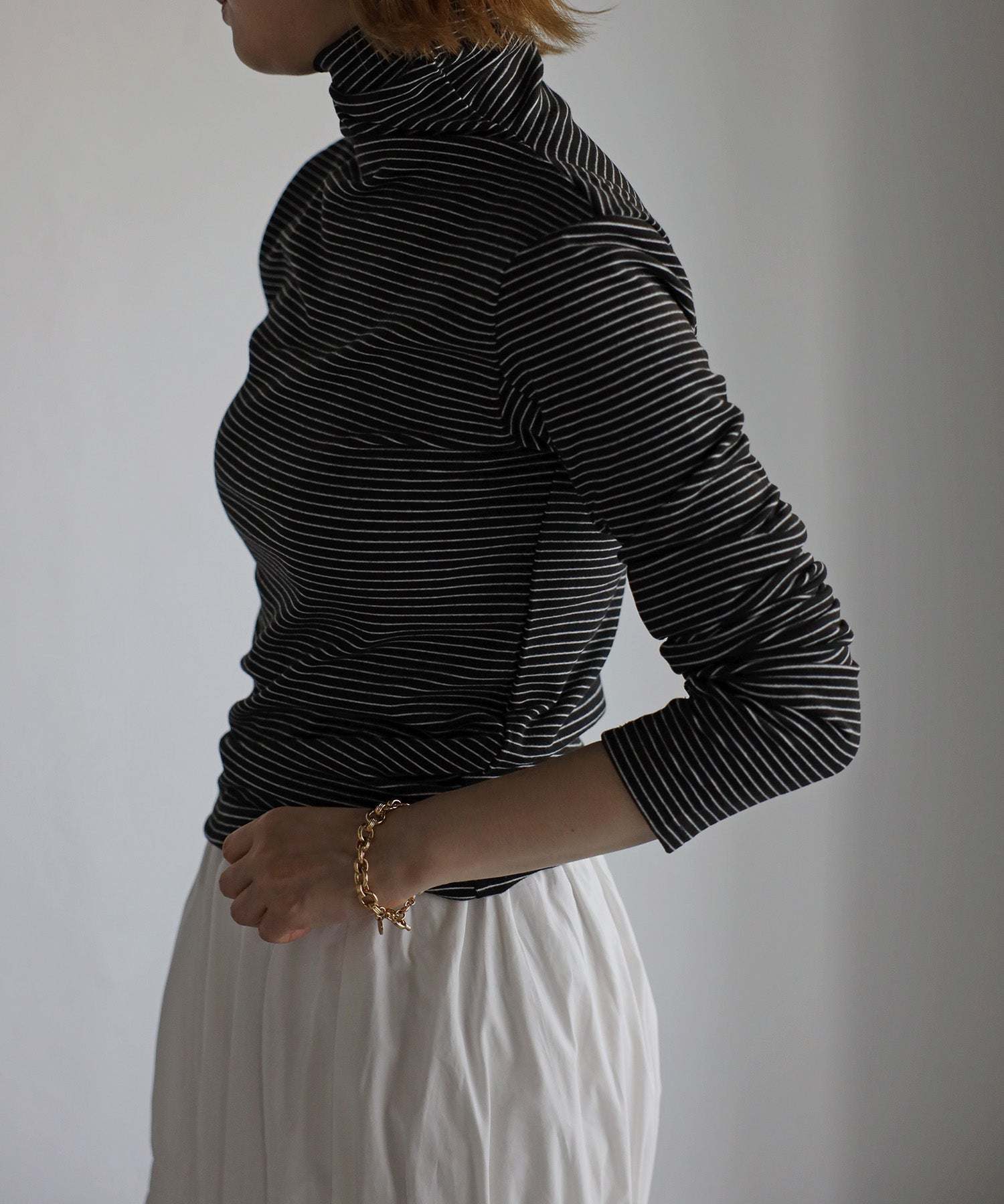 ボンジュールサガン BONJOUR SAGAN 起毛ボーダータートルネック （Black×White） Black×White