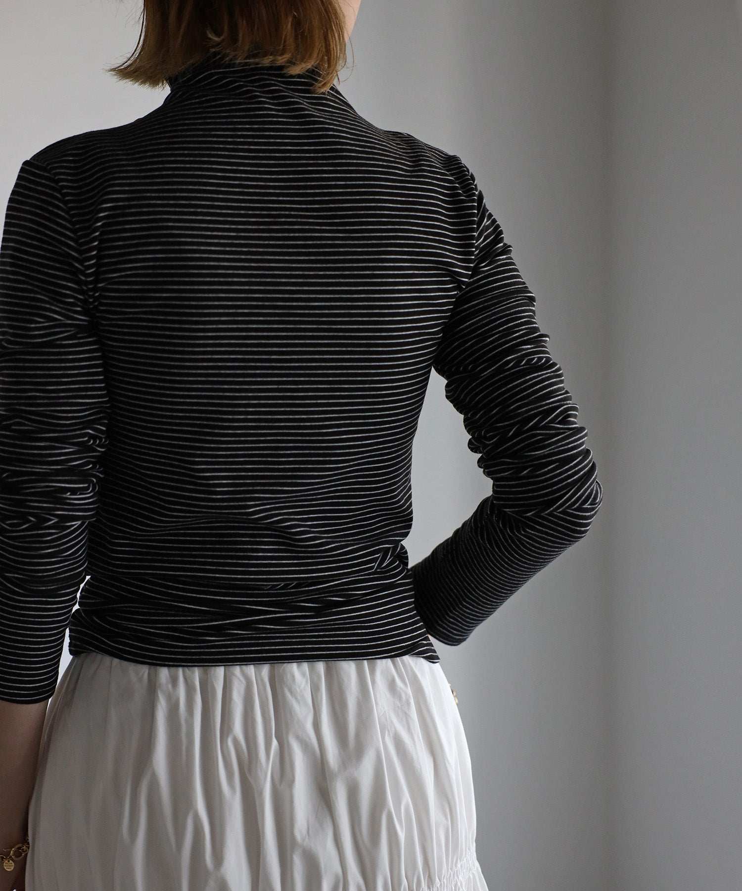 ボンジュールサガン BONJOUR SAGAN 起毛ボーダータートルネック （Black×White） Black×White