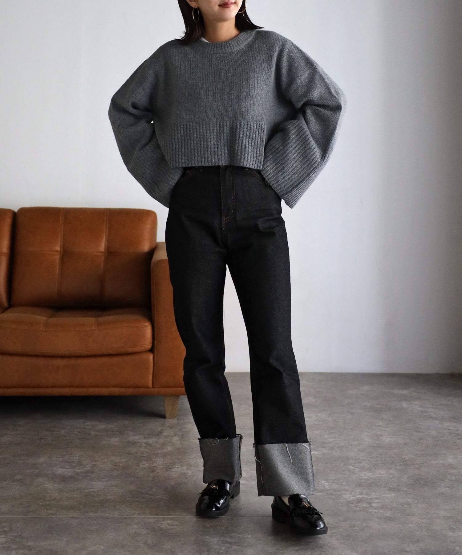 ボンジュールサガン BONJOUR SAGAN フレアスリーブ裾スリットニット （off-white） off-white