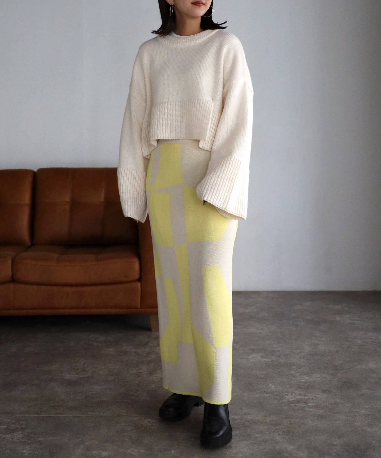 ボンジュールサガン BONJOUR SAGAN フレアスリーブ裾スリットニット （off-white） off-white