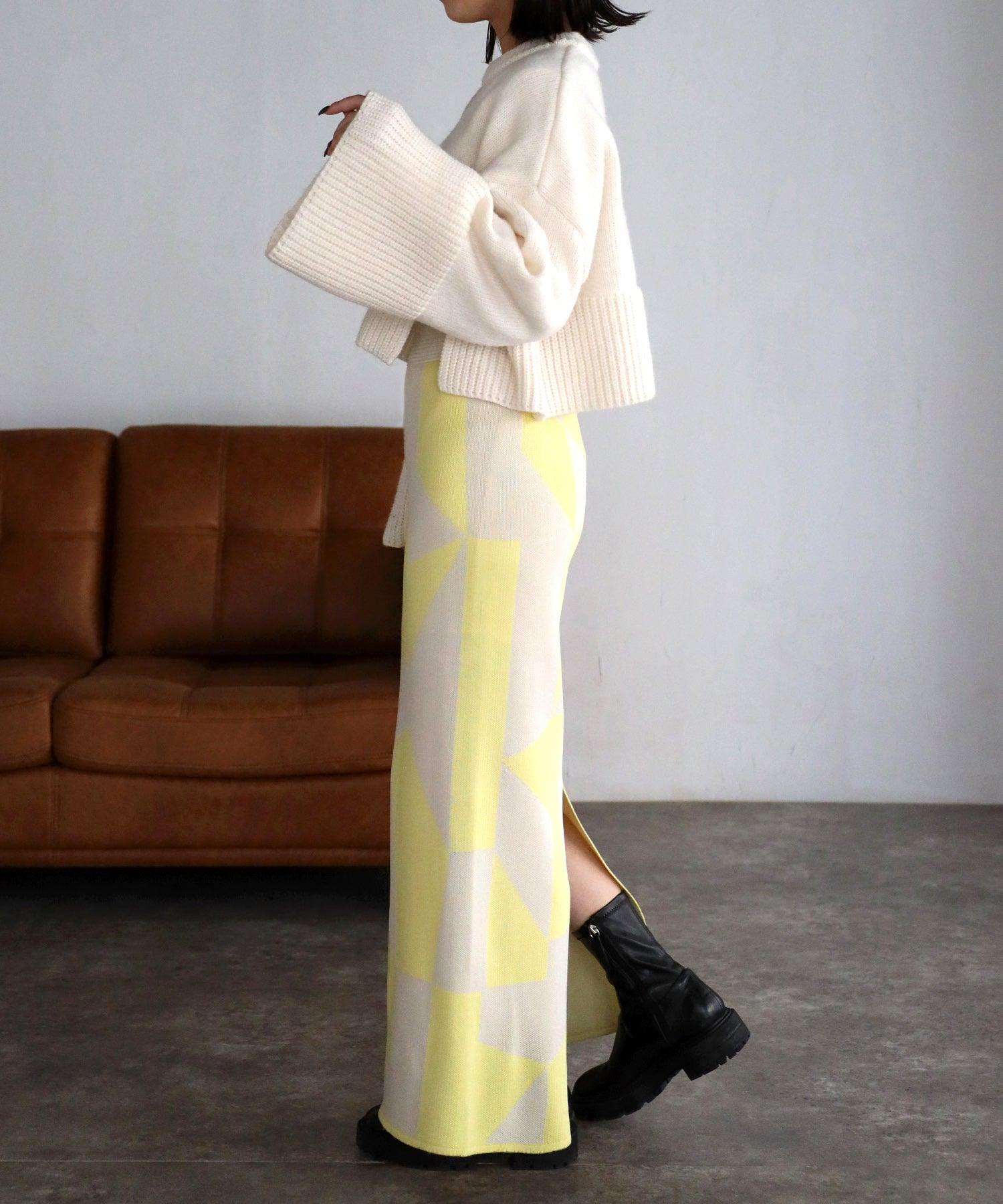 ボンジュールサガン BONJOUR SAGAN フレアスリーブ裾スリットニット （off-white） off-white