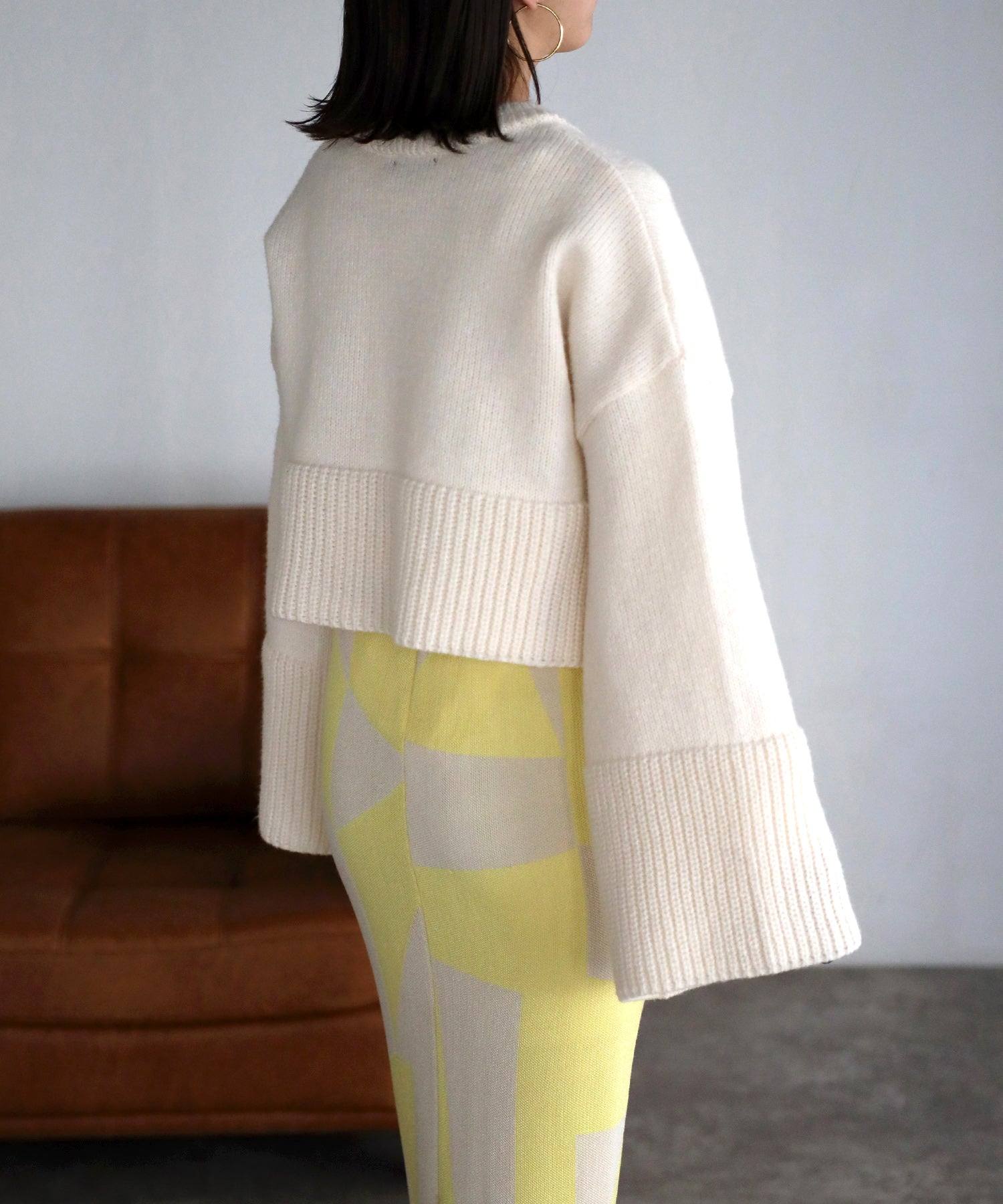 ボンジュールサガン BONJOUR SAGAN フレアスリーブ裾スリットニット （off-white） off-white