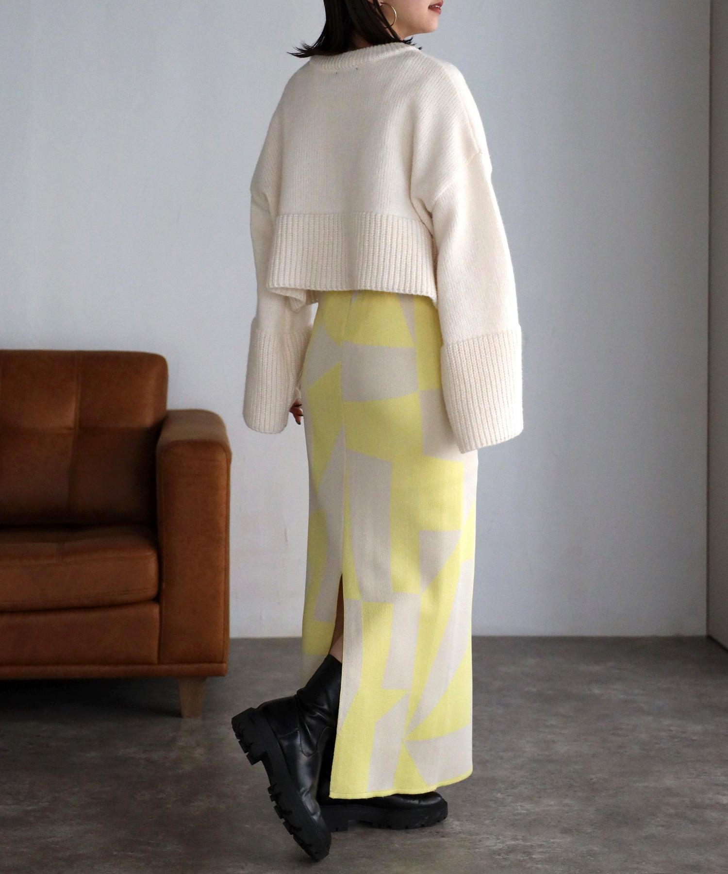 ボンジュールサガン BONJOUR SAGAN フレアスリーブ裾スリットニット （off-white） off-white