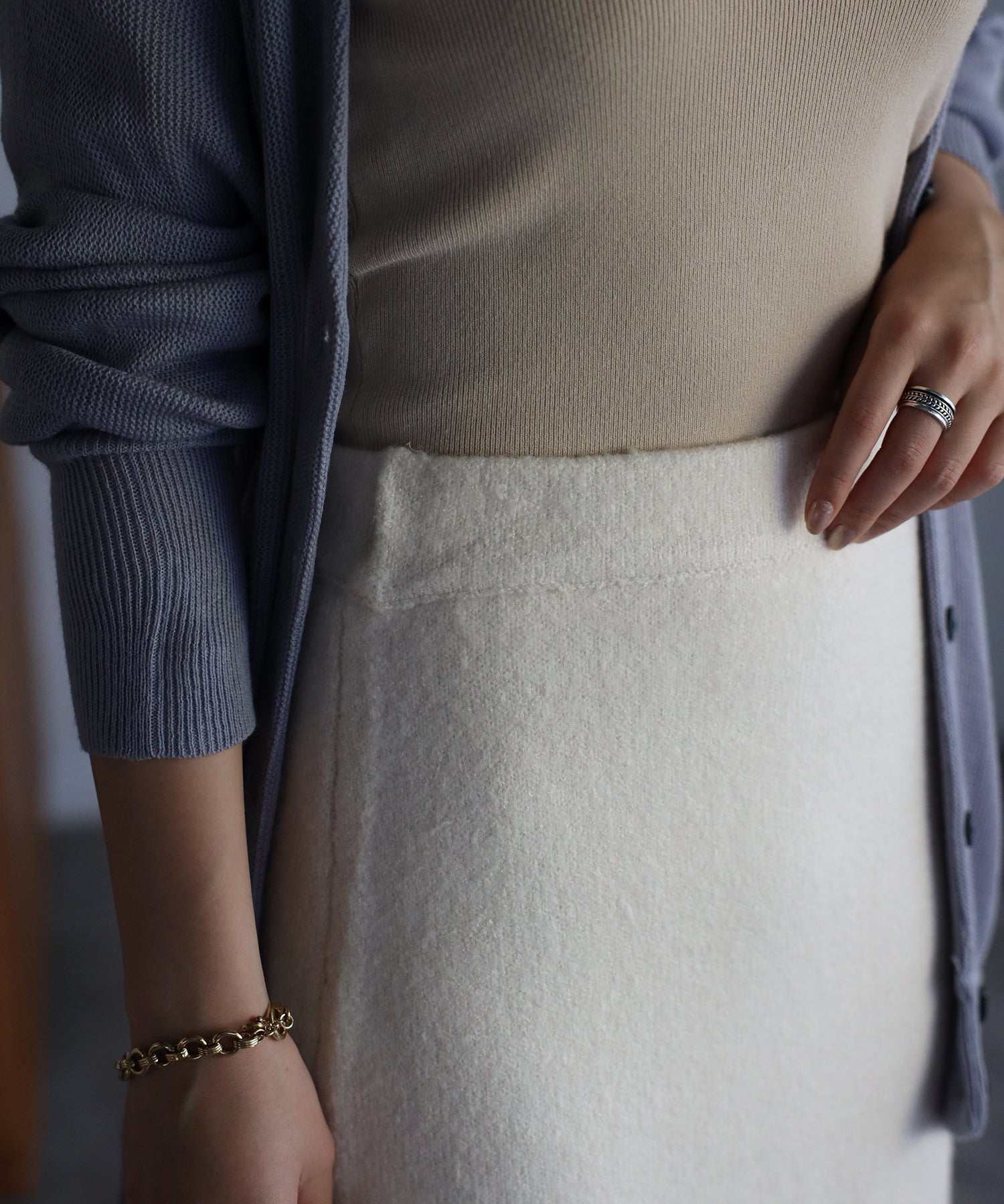 ボンジュールサガン BONJOUR SAGAN フロントスリットニットスカート （brown） brown