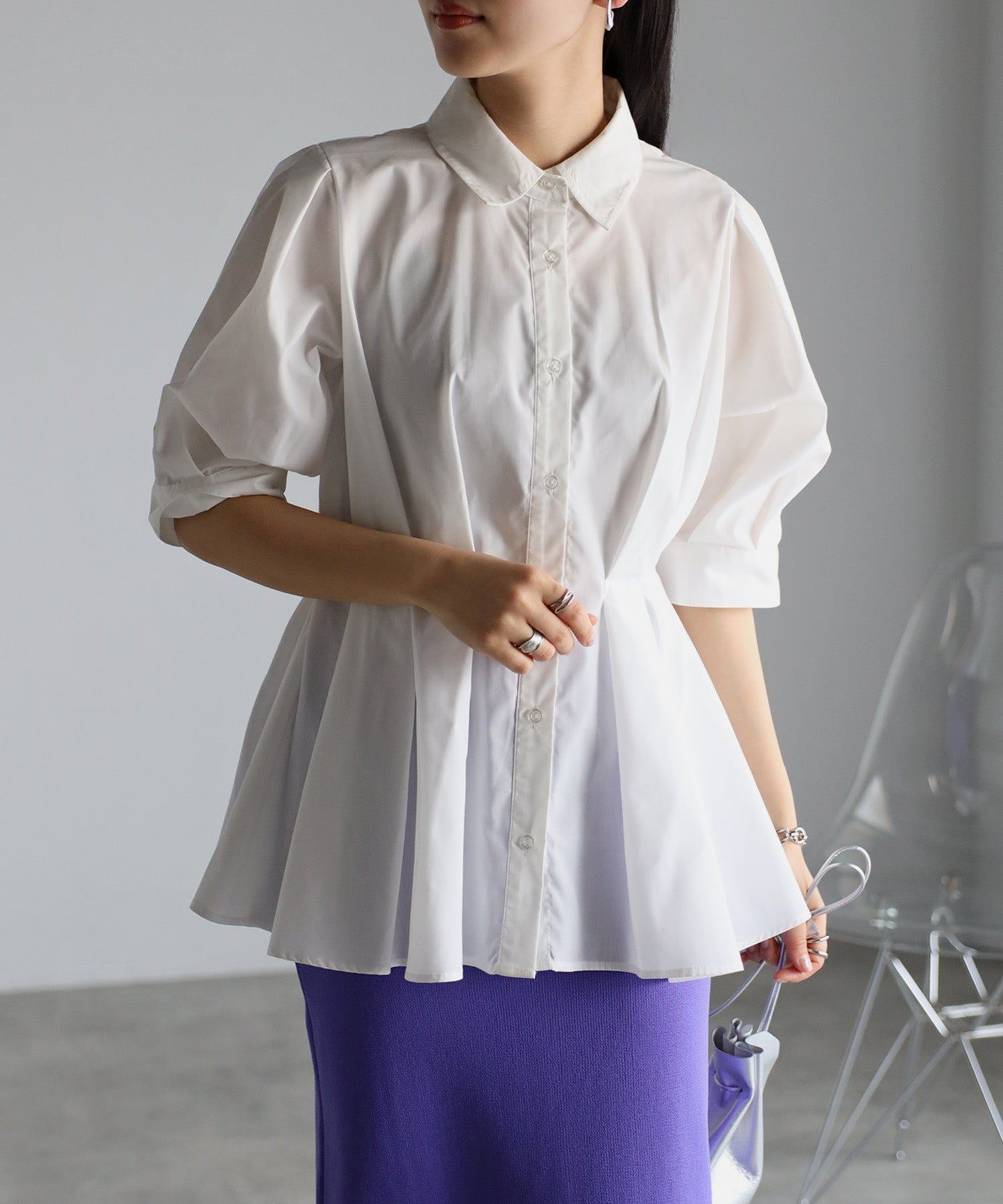 ボンジュールサガン BONJOUR SAGAN ウエストタックシャツ （OFF-WHITE） OFF-WHITE