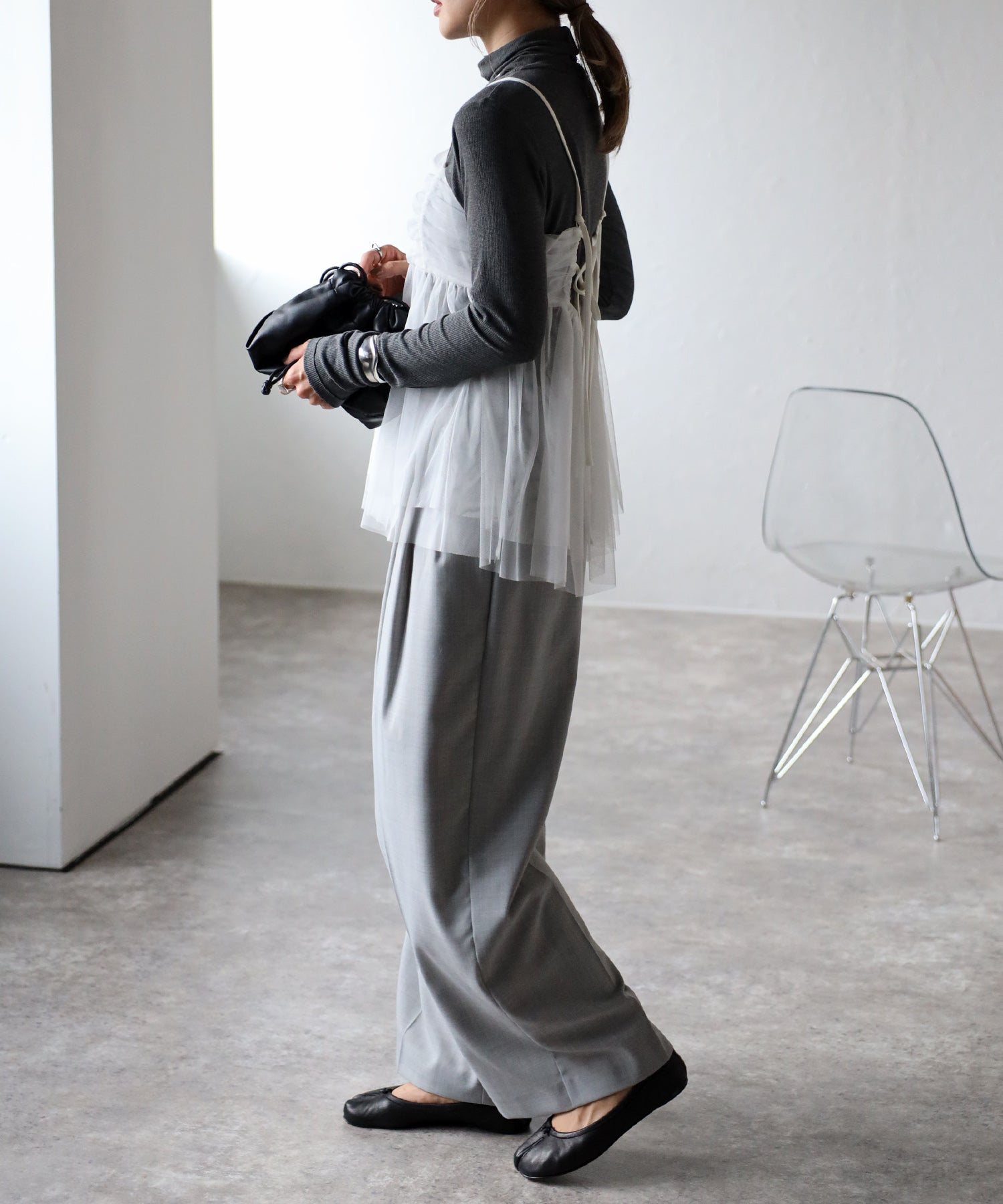 ボンジュールサガン BONJOUR SAGAN バックダブルリボンチュールキャミ （WHITE） WHITE