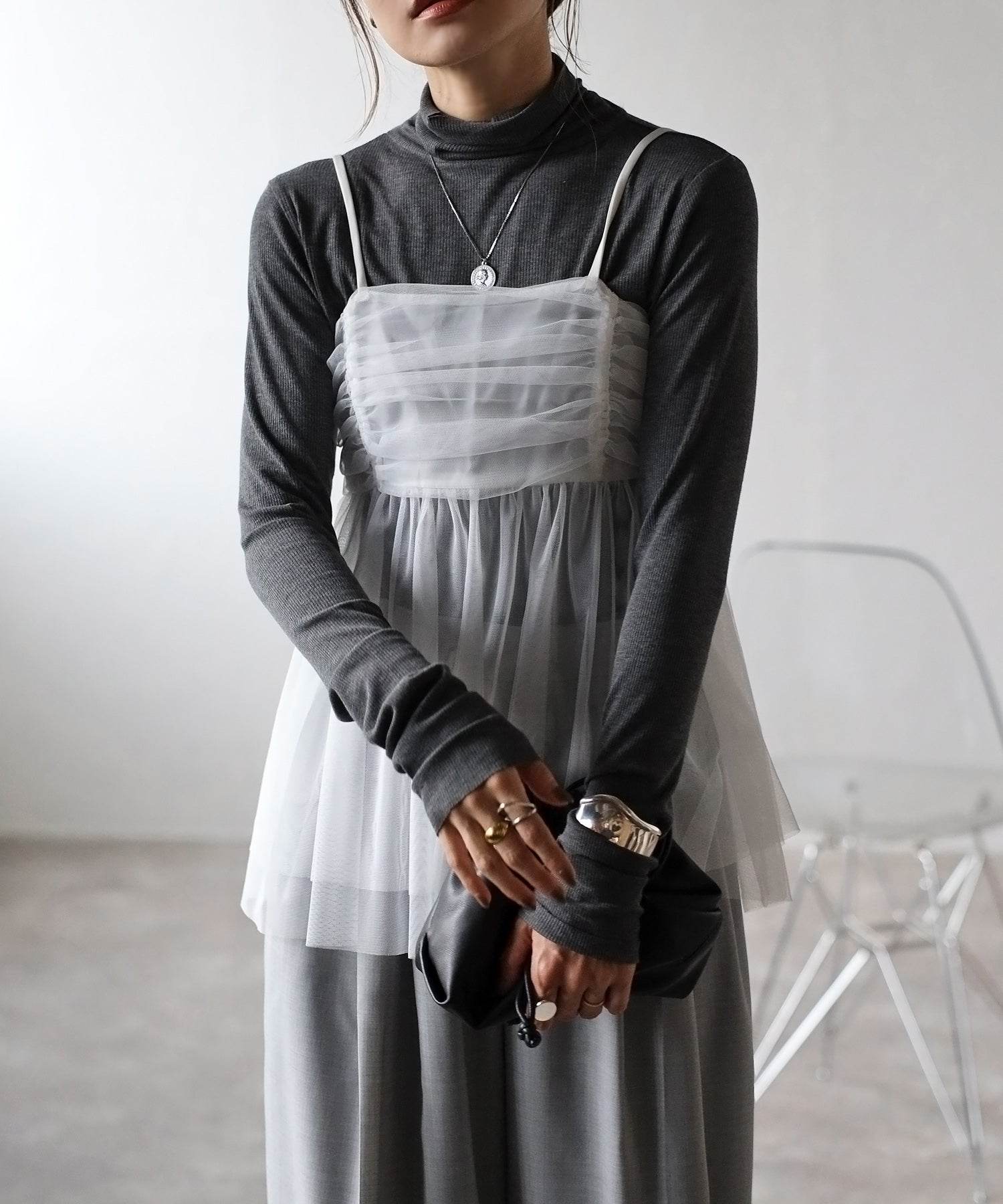 ボンジュールサガン BONJOUR SAGAN バックダブルリボンチュールキャミ （WHITE） WHITE