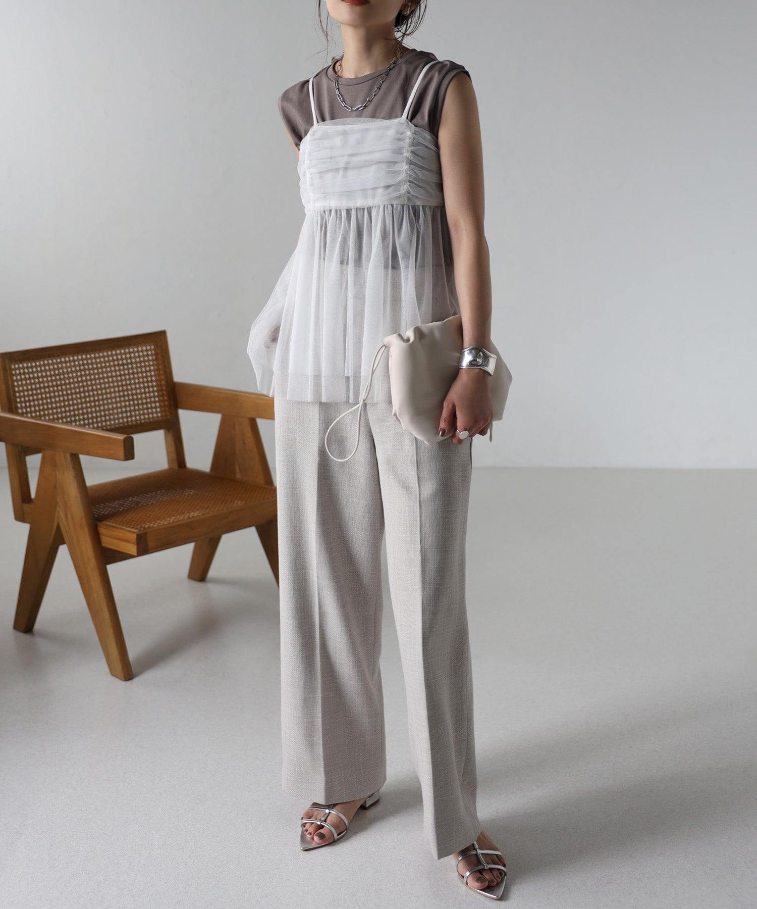 ボンジュールサガン BONJOUR SAGAN バックダブルリボンチュールキャミ （WHITE） WHITE