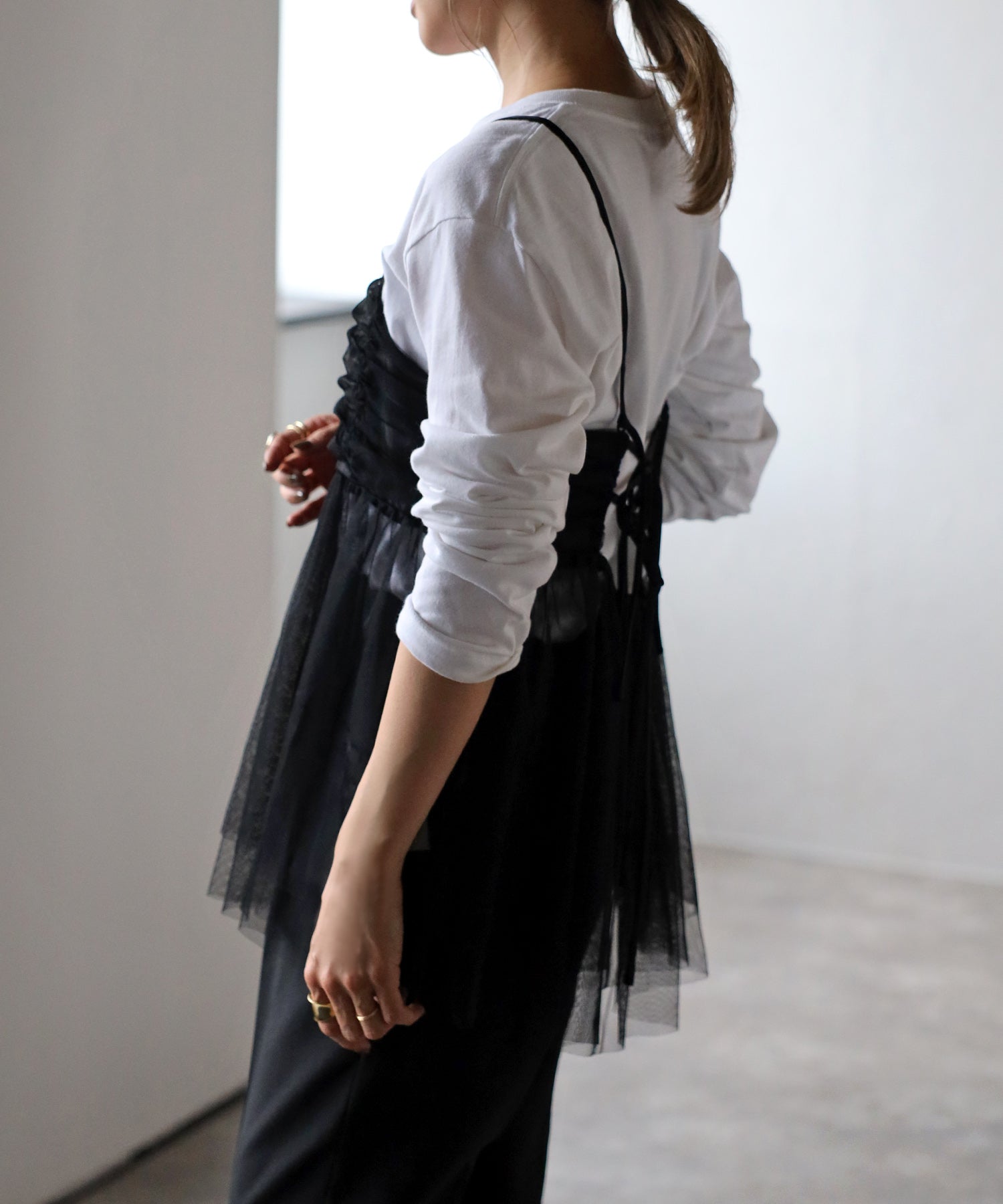 ボンジュールサガン BONJOUR SAGAN バックダブルリボンチュールキャミ （WHITE） WHITE