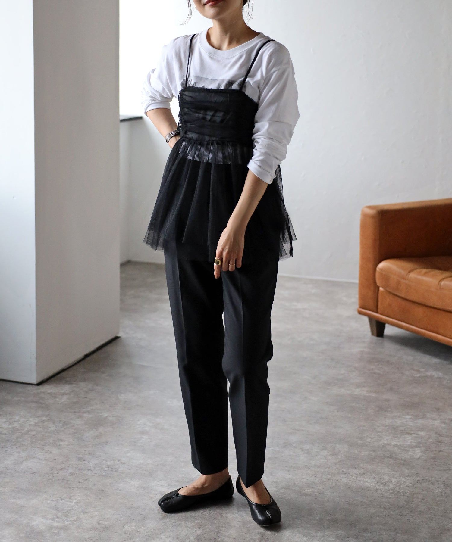 ボンジュールサガン BONJOUR SAGAN バックダブルリボンチュールキャミ （WHITE） WHITE