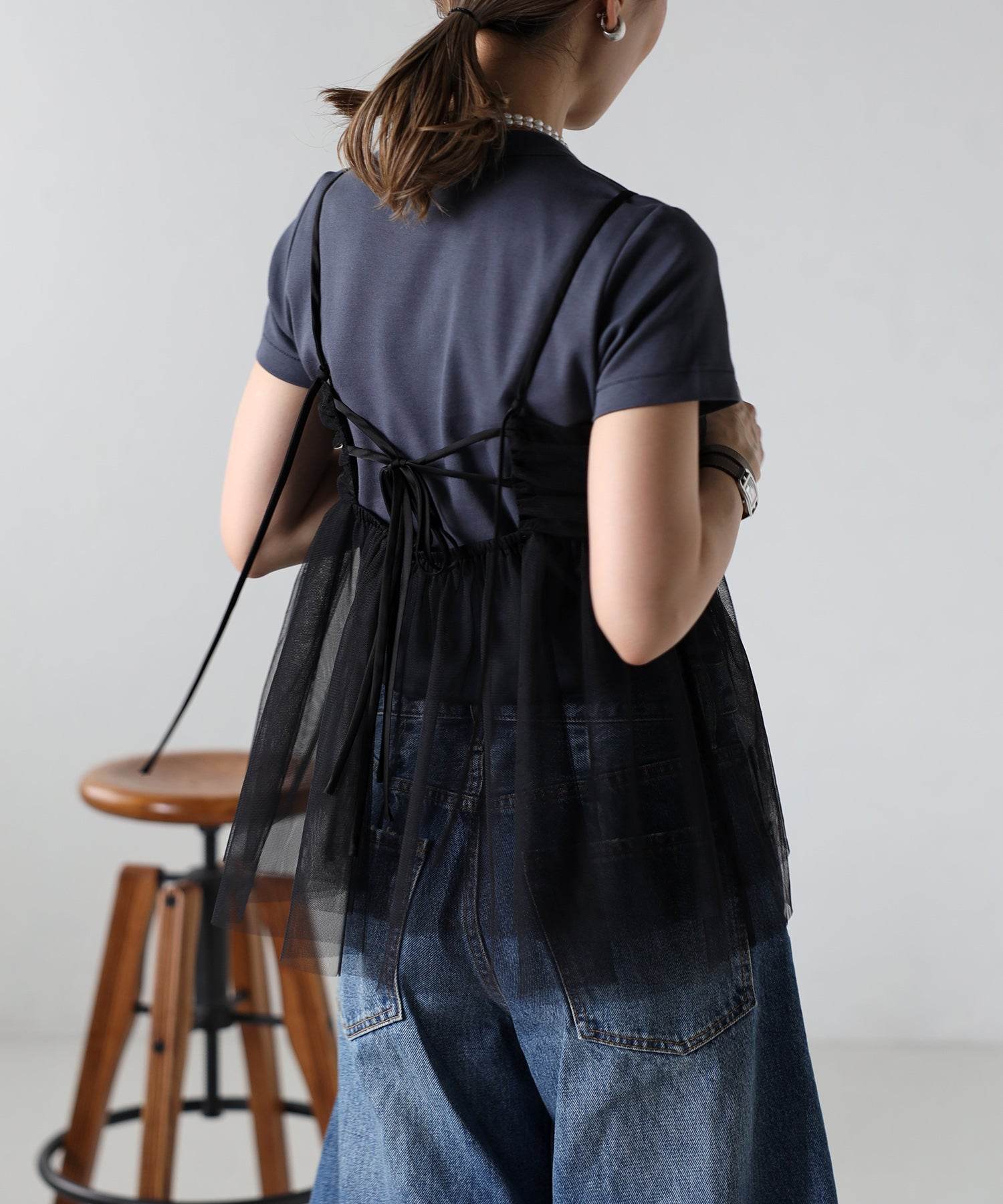 ボンジュールサガン BONJOUR SAGAN バックダブルリボンチュールキャミ （WHITE） WHITE