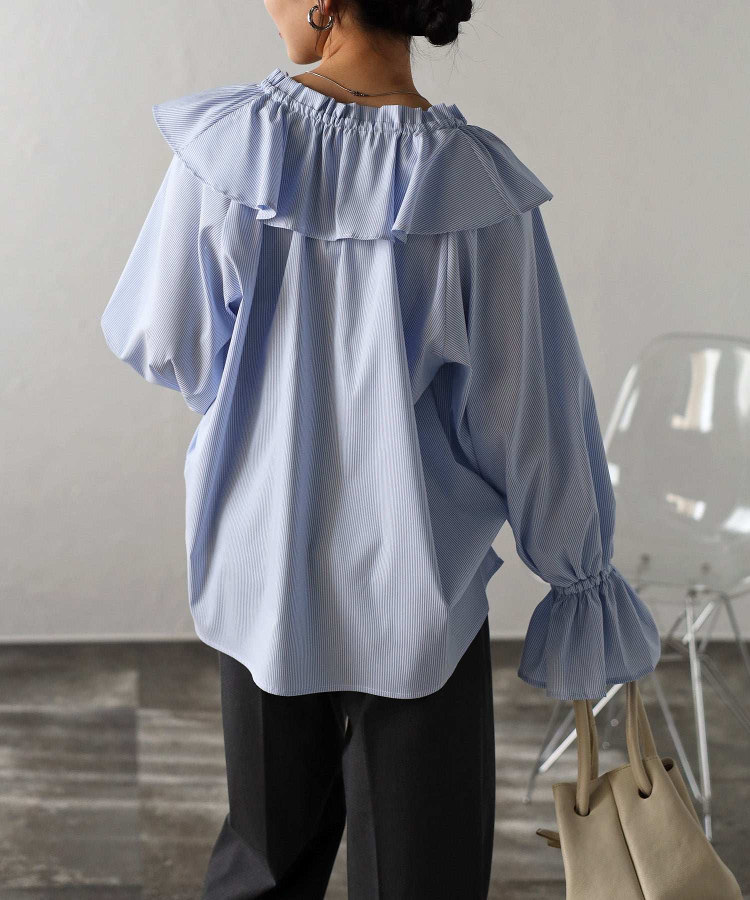 ボンジュールサガン BONJOUR SAGAN ラッフルカラーブラウス （OFF-WHITE） OFF-WHITE