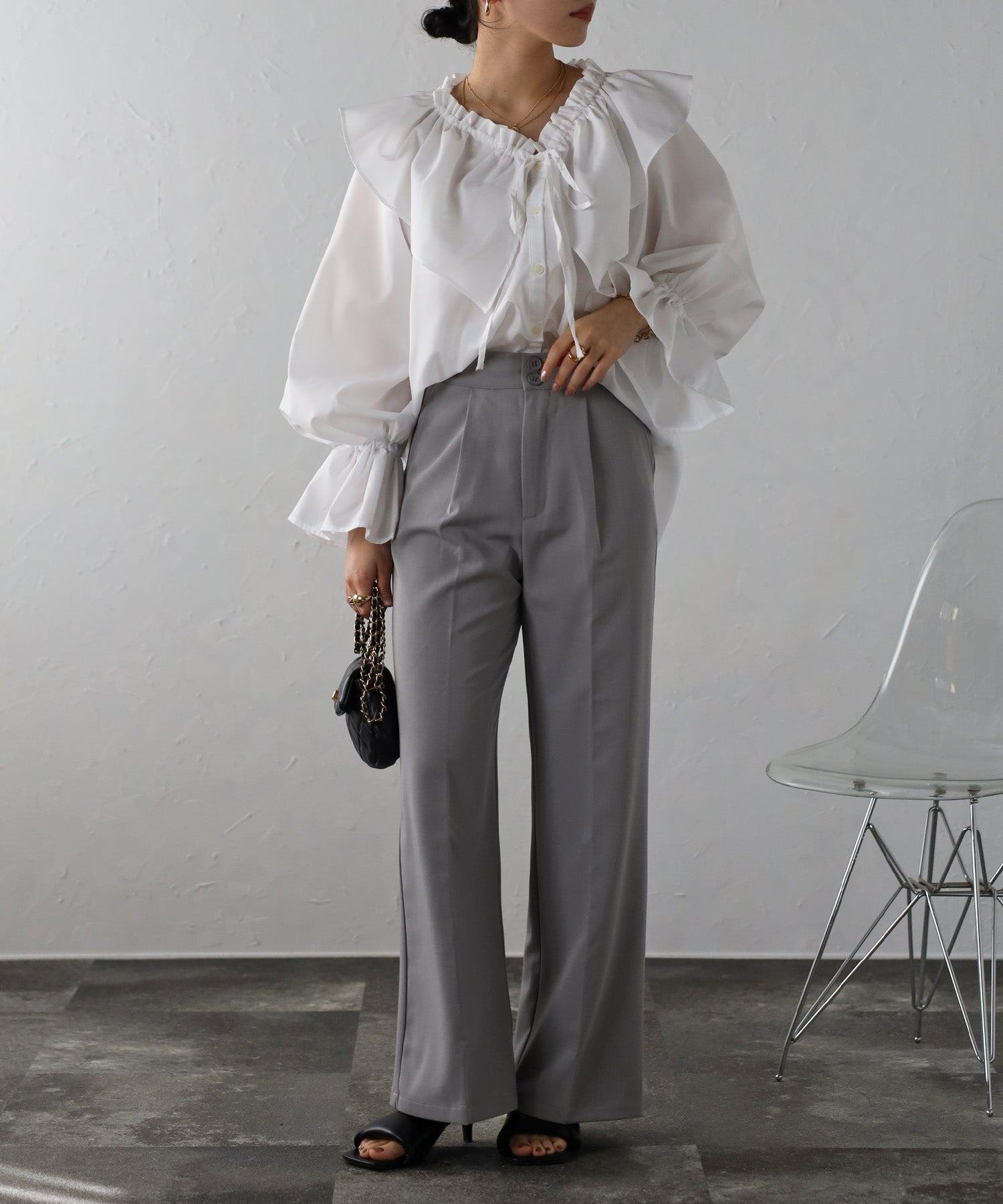 ボンジュールサガン BONJOUR SAGAN ラッフルカラーブラウス （OFF-WHITE） OFF-WHITE