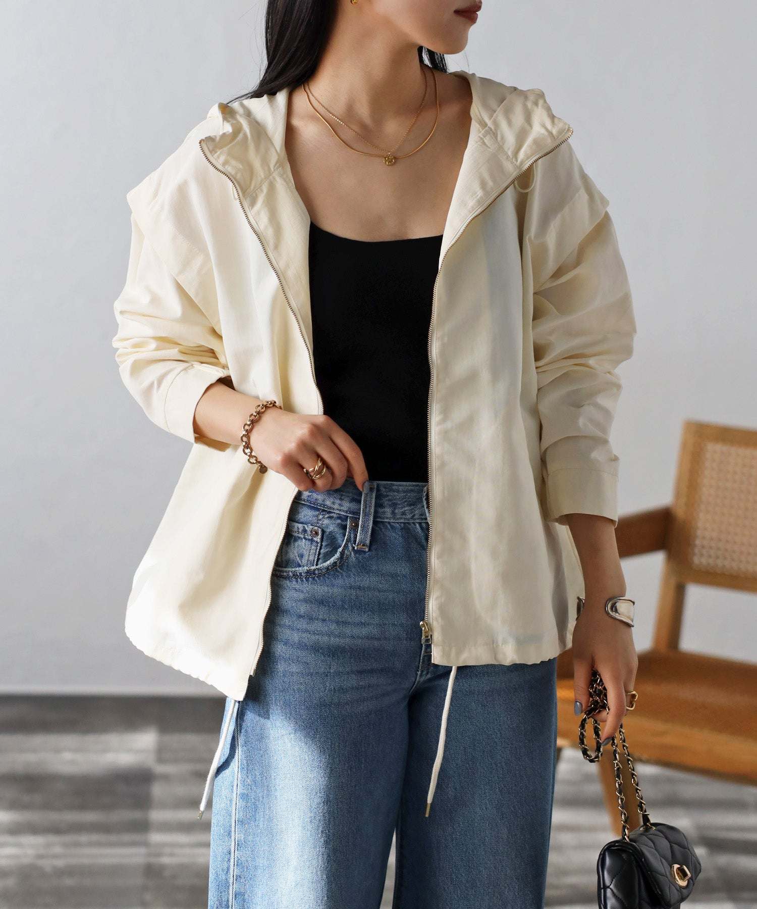 ボンジュールサガン BONJOUR SAGAN 袖取り外しマウンテンパーカー （OFF-WHITE） OFF-WHITE