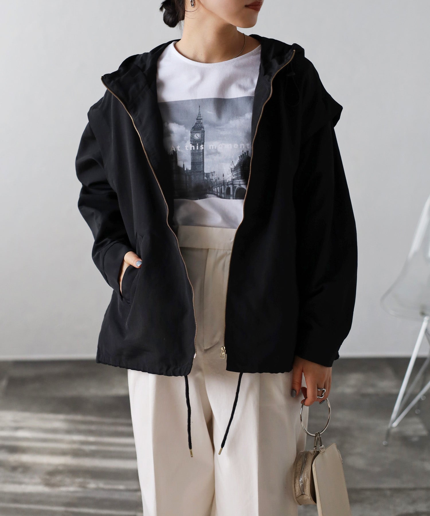 ボンジュールサガン BONJOUR SAGAN 袖取り外しマウンテンパーカー （BLACK） BLACK
