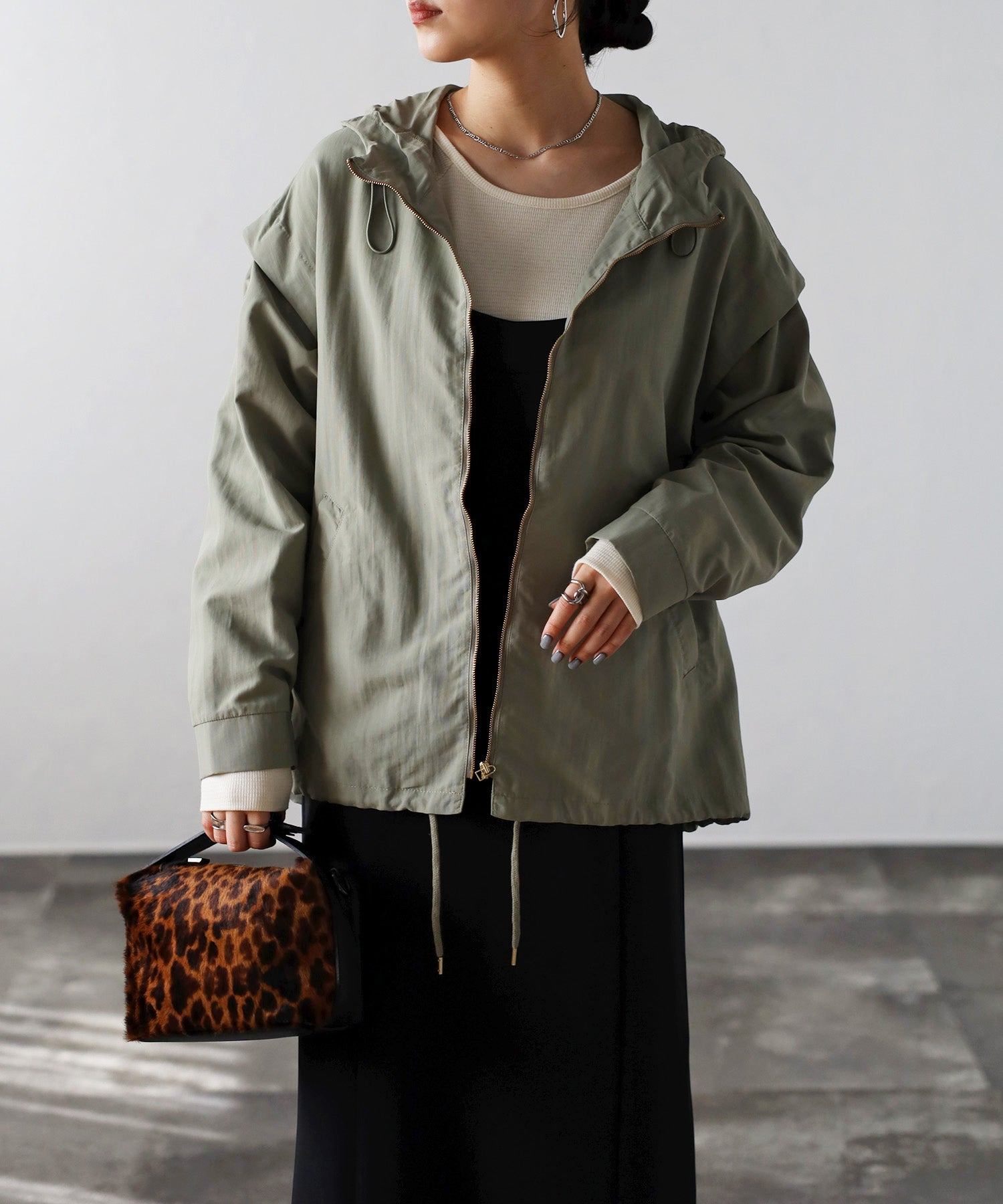 ボンジュールサガン BONJOUR SAGAN 袖取り外しマウンテンパーカー （LIGHT-KHAKI） LIGHT-KHAKI