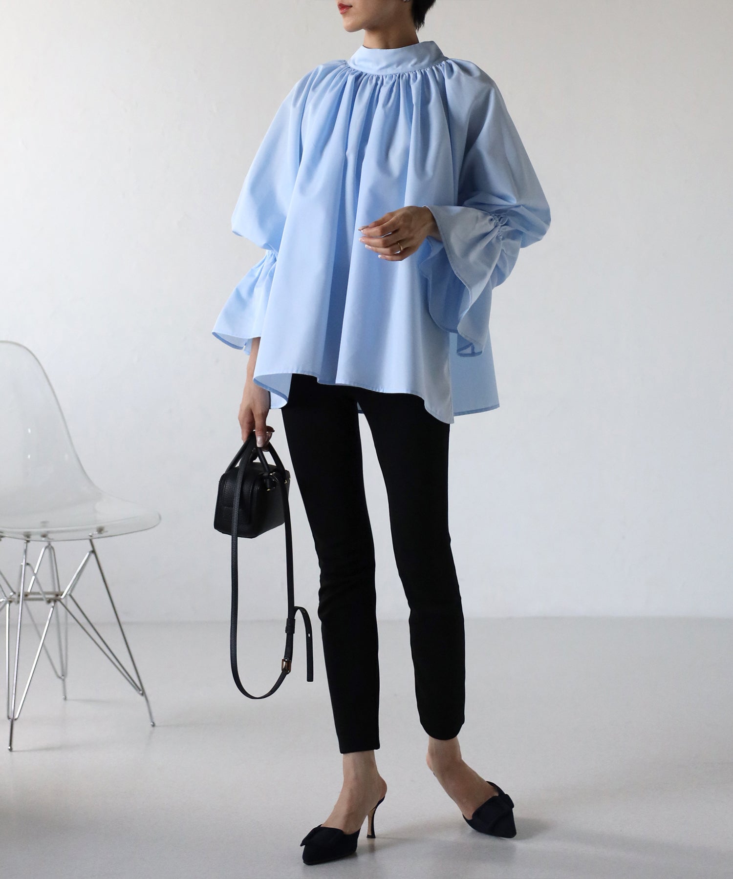 ボンジュールサガン BONJOUR SAGAN キャンディスリーブギャザーブラウス （IVORY） IVORY