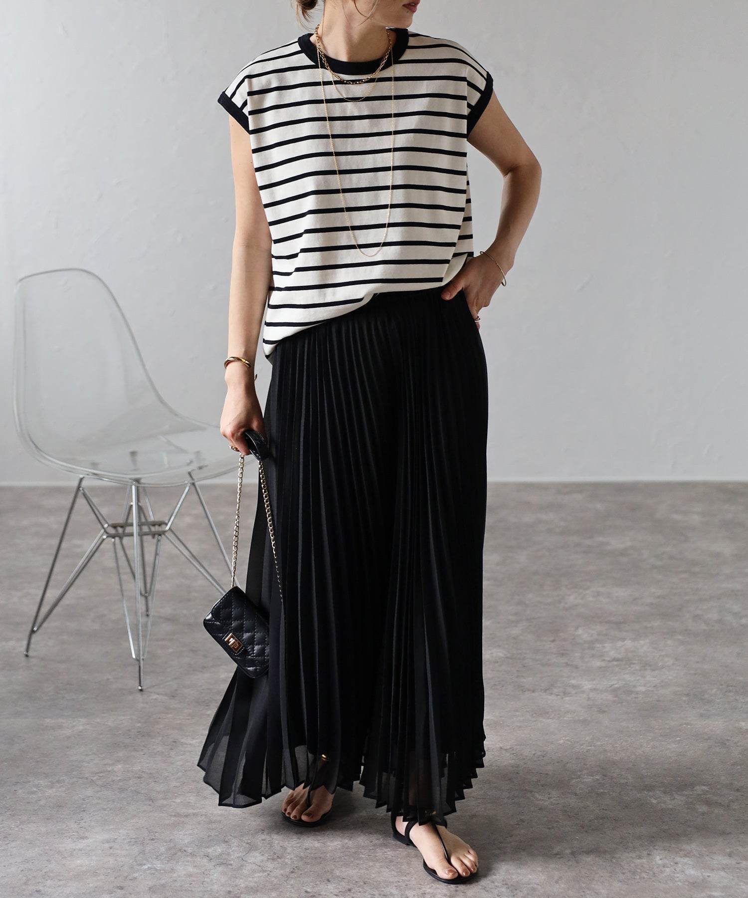ボンジュールサガン BONJOUR SAGAN マルチウェイシアープリーツスカート （BLACK） BLACK