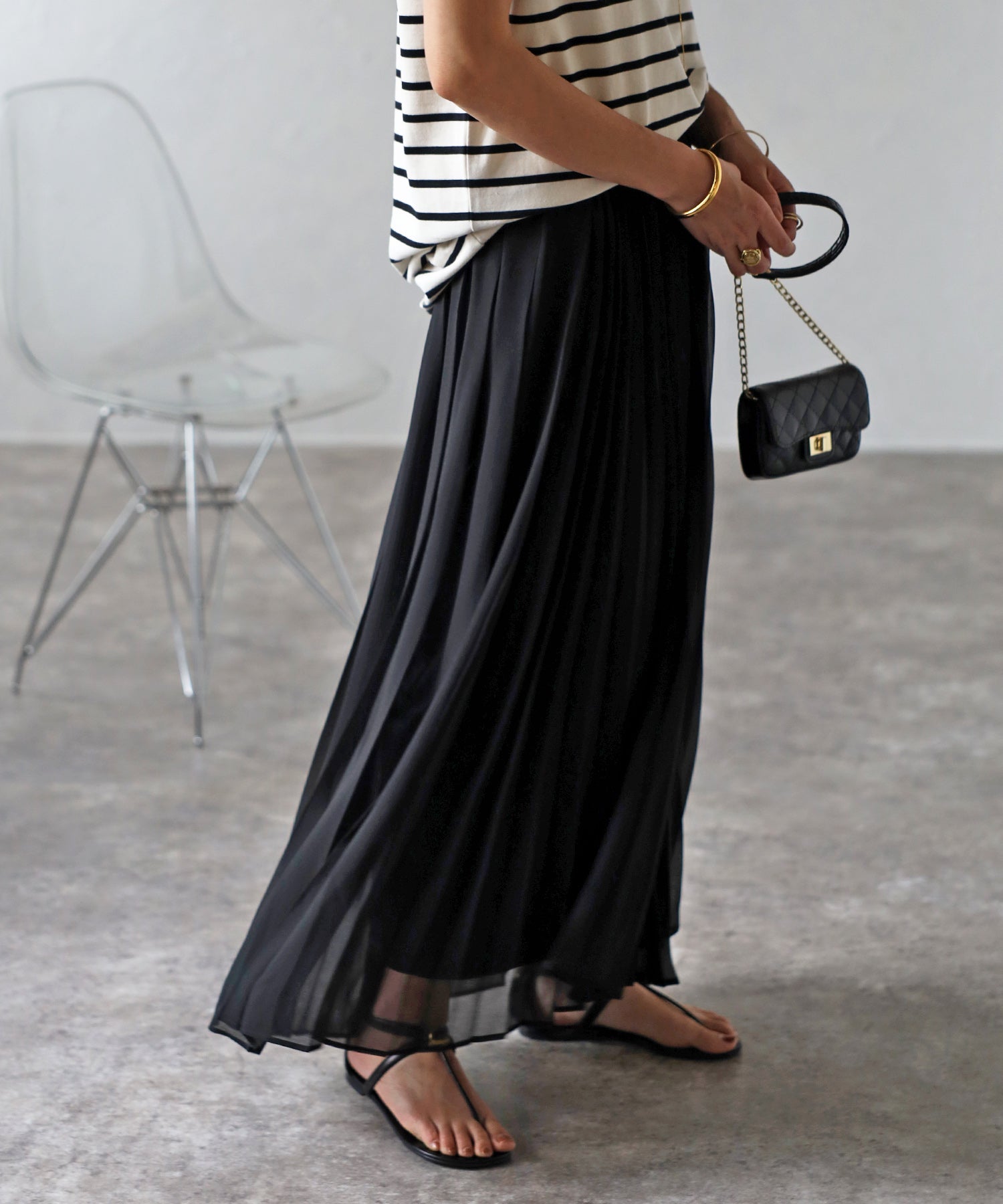 ボンジュールサガン BONJOUR SAGAN マルチウェイシアープリーツスカート （BLACK） BLACK