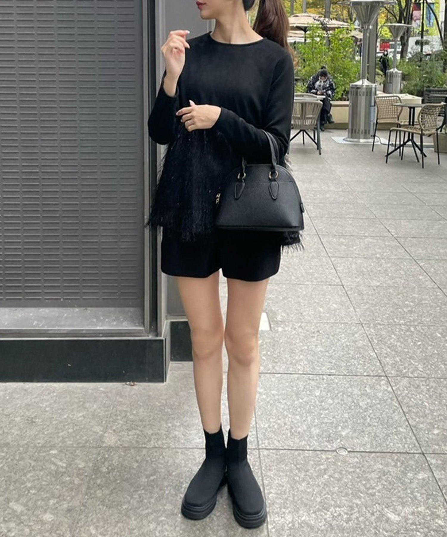 ボンジュールサガン BONJOUR SAGAN 切替フェザージャガードフリンジ長袖プルオーバー （OFF-WHITE） OFF-WHITE