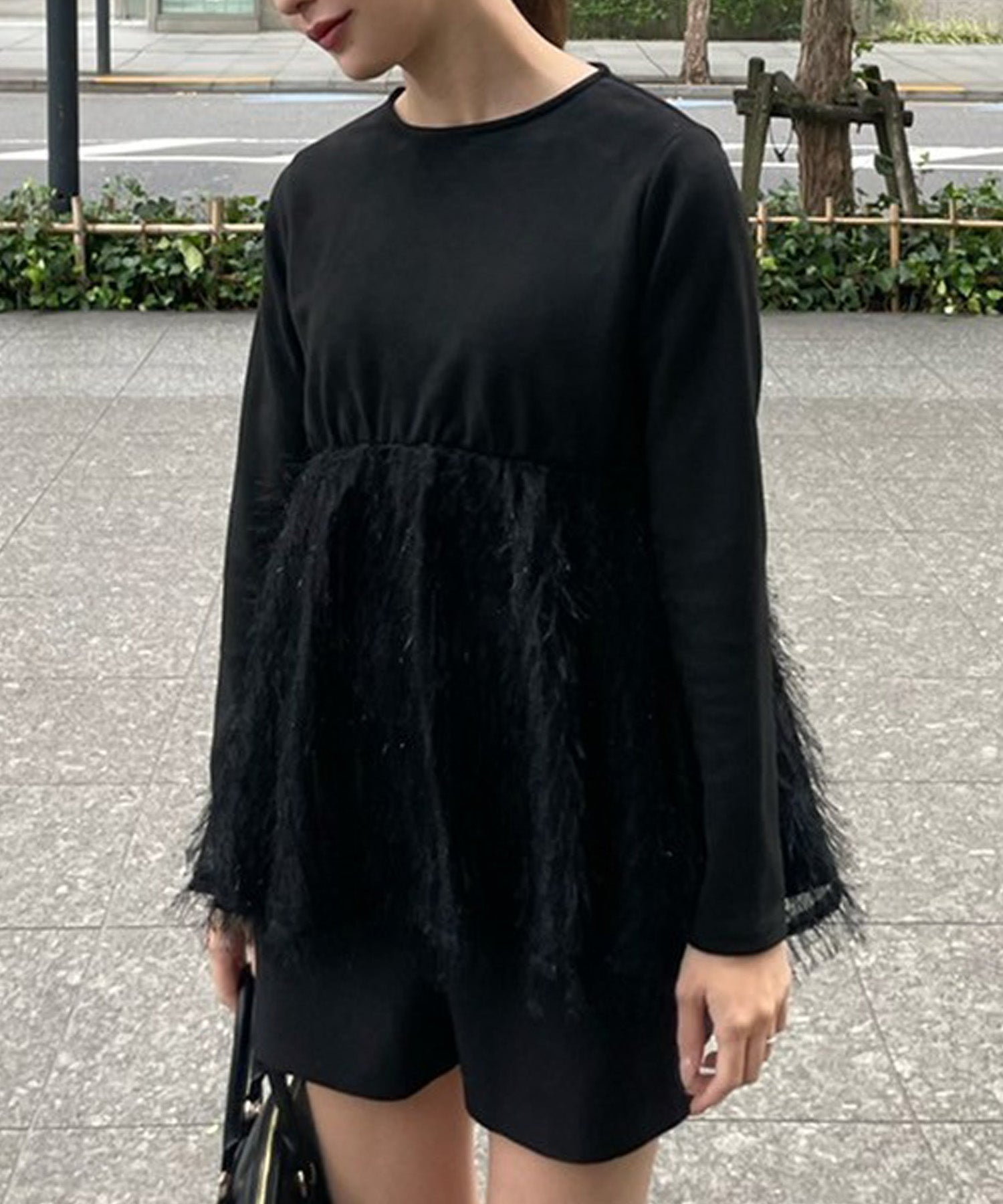 ボンジュールサガン BONJOUR SAGAN 切替フェザージャガードフリンジ長袖プルオーバー （OFF-WHITE） OFF-WHITE