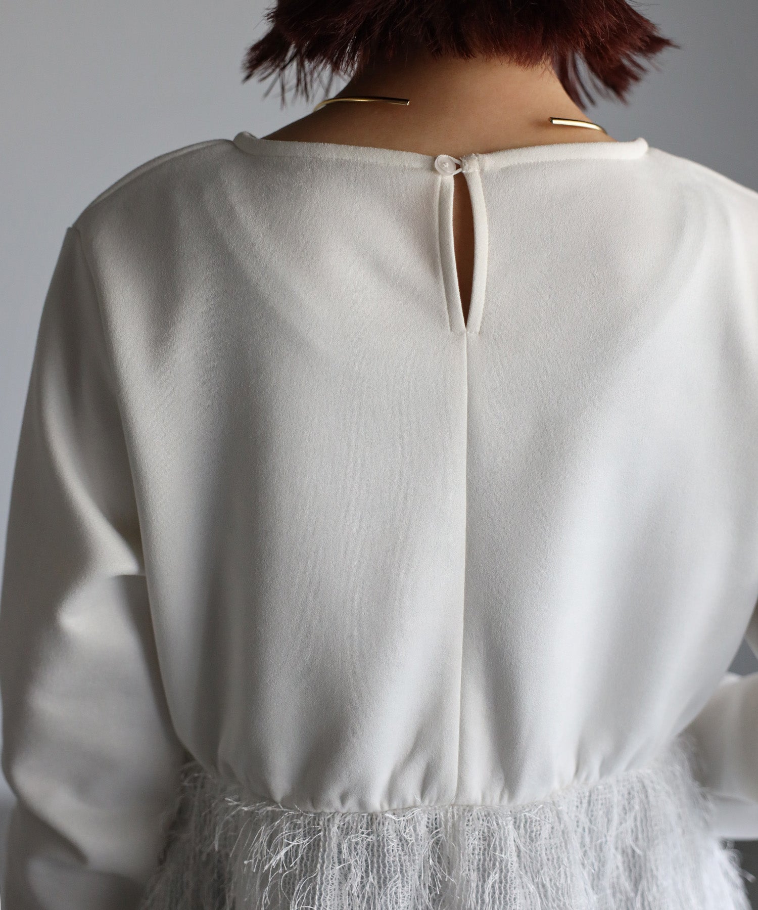 ボンジュールサガン BONJOUR SAGAN 切替フェザージャガードフリンジ長袖プルオーバー （OFF-WHITE） OFF-WHITE