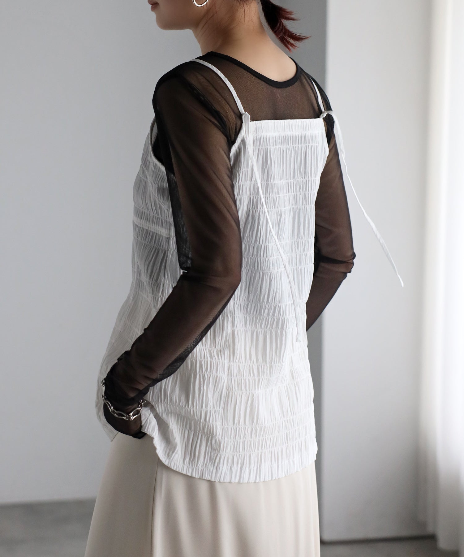 ボンジュールサガン BONJOUR SAGAN フロントジップシャーリングキャミ （BEIGE） BEIGE