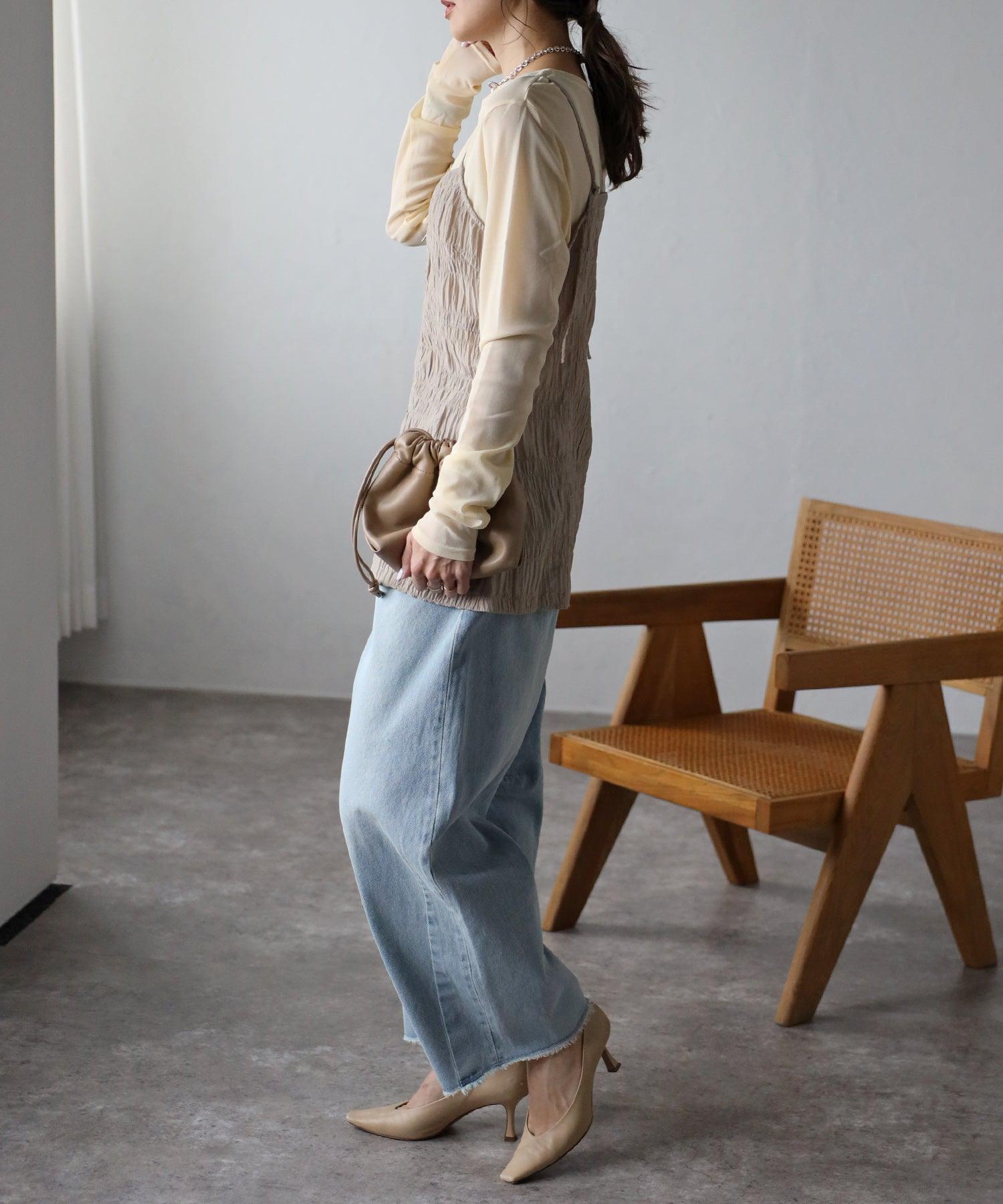 ボンジュールサガン BONJOUR SAGAN フロントジップシャーリングキャミ （BEIGE） BEIGE
