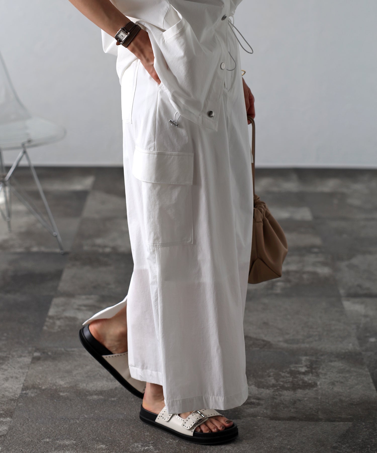 ボンジュールサガン BONJOUR SAGAN ドロストコードミリタリーカーゴスカート （OFF-WHITE） OFF-WHITE