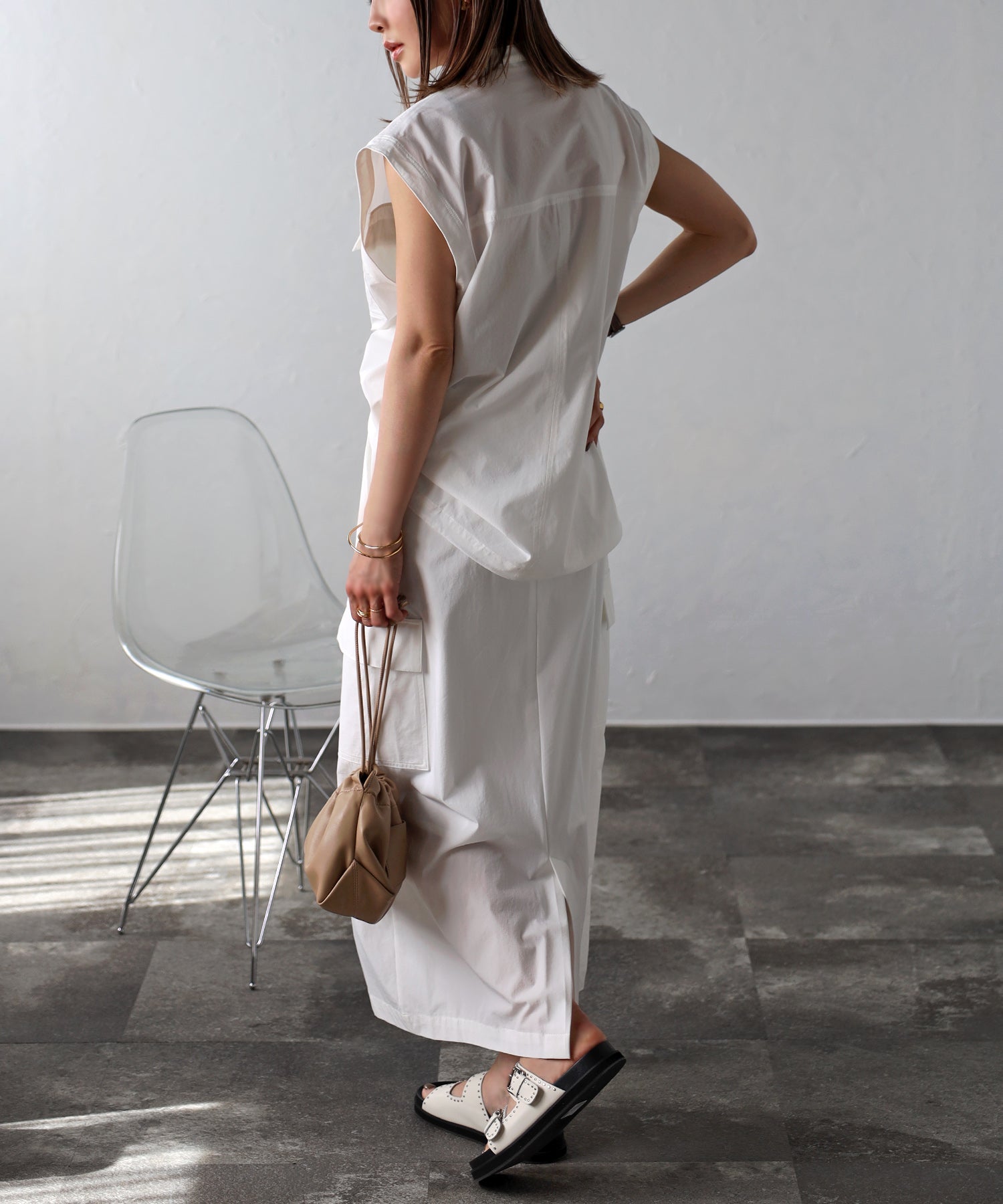 ボンジュールサガン BONJOUR SAGAN ドロストコードミリタリーカーゴスカート （OFF-WHITE） OFF-WHITE