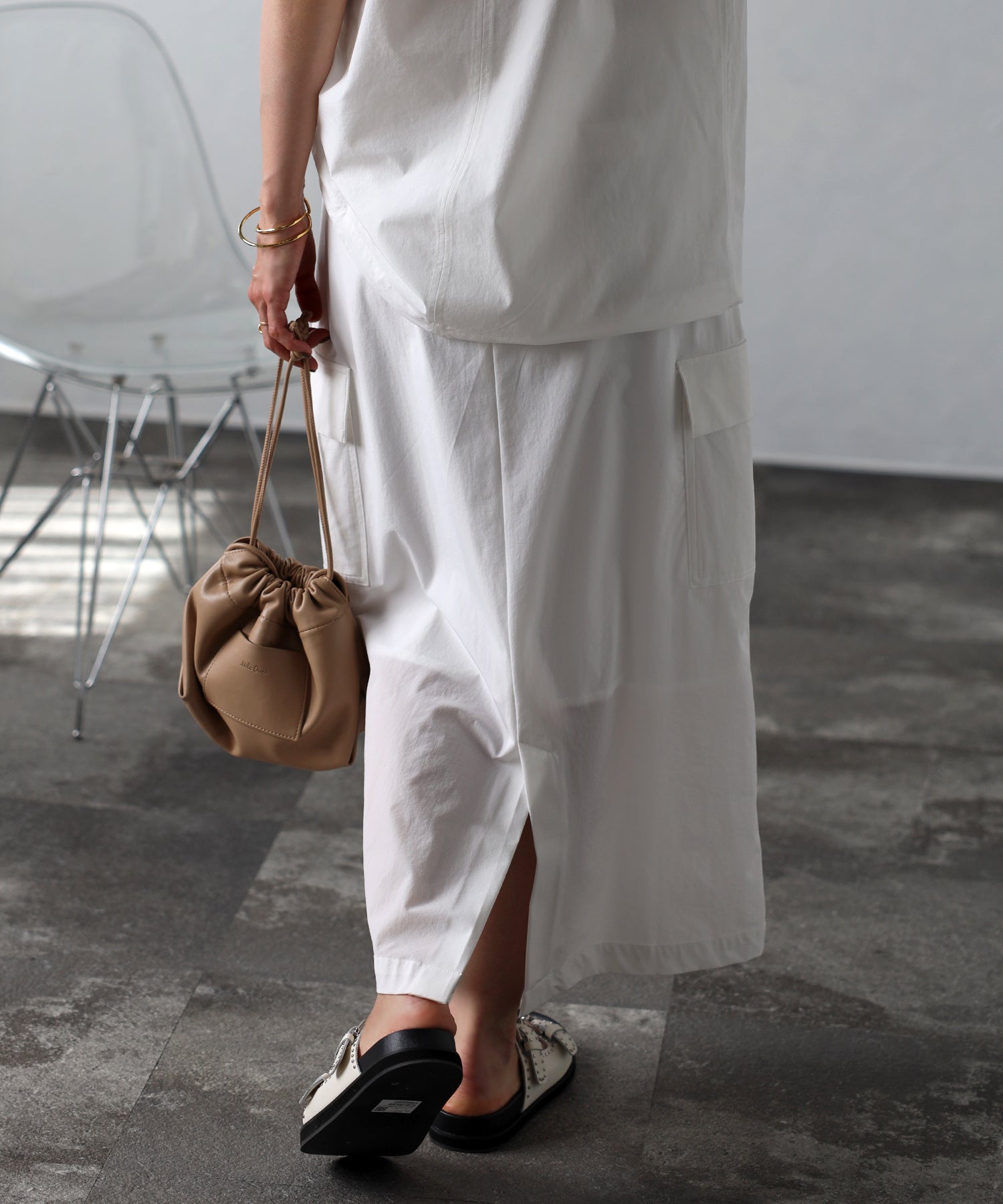 ボンジュールサガン BONJOUR SAGAN ドロストコードミリタリーカーゴスカート （OFF-WHITE） OFF-WHITE