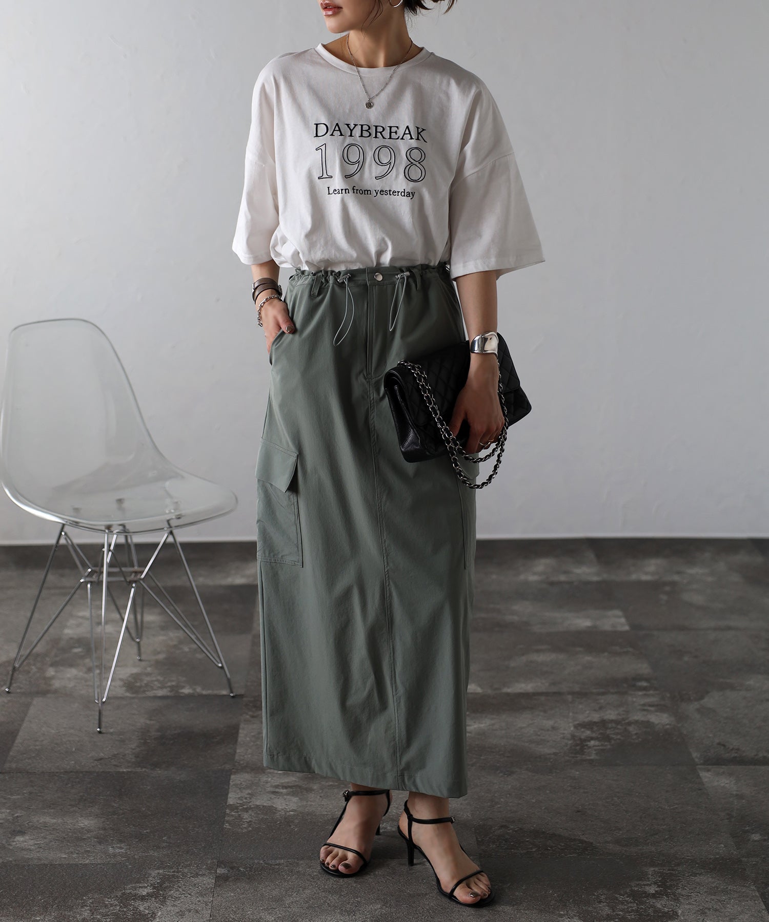 ボンジュールサガン BONJOUR SAGAN ドロストコードミリタリーカーゴスカート （OFF-WHITE） OFF-WHITE