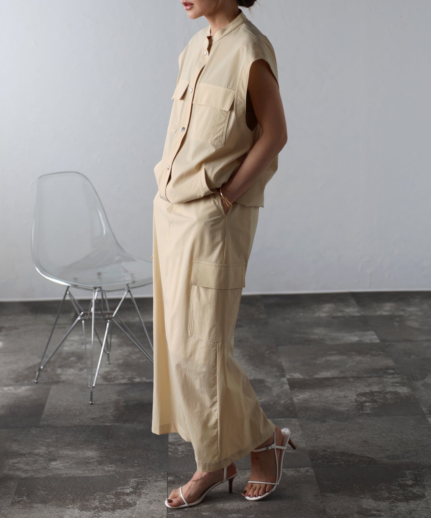 ボンジュールサガン BONJOUR SAGAN ドロストコードミリタリーカーゴスカート （OFF-WHITE） OFF-WHITE