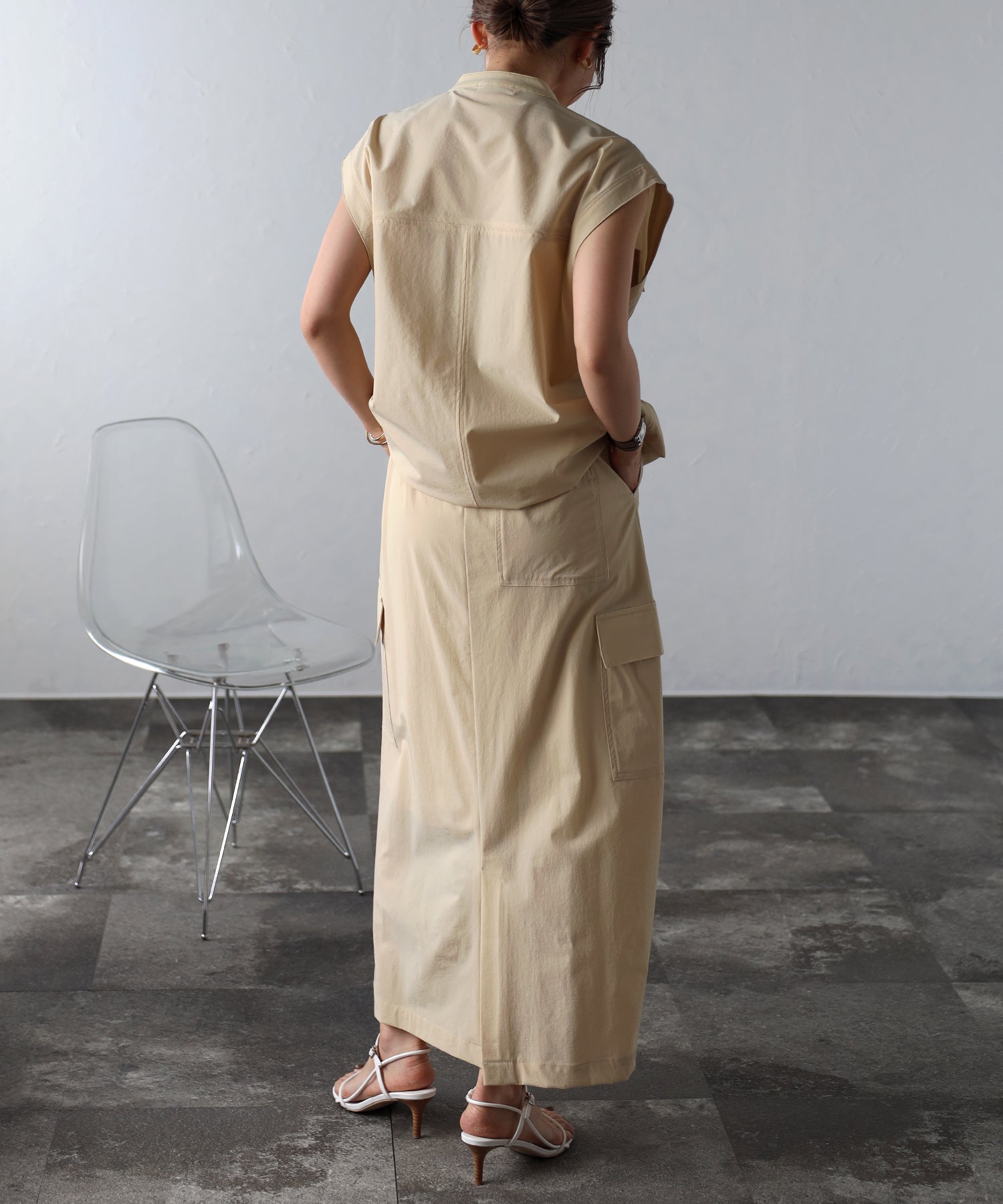 ボンジュールサガン BONJOUR SAGAN ドロストコードミリタリーカーゴスカート （OFF-WHITE） OFF-WHITE