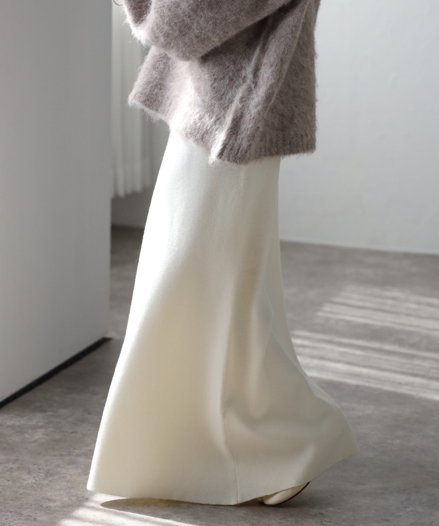 ボンジュールサガン BONJOUR SAGAN ミラノリブフレアスカート （IVORY） IVORY