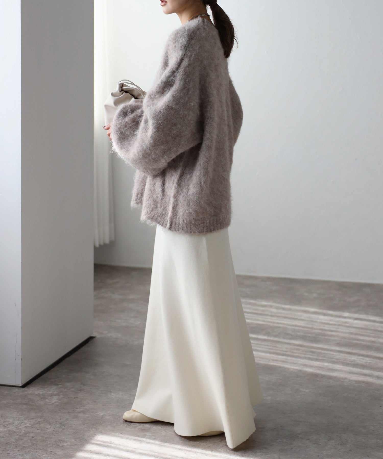 ボンジュールサガン BONJOUR SAGAN ミラノリブフレアスカート （IVORY） IVORY