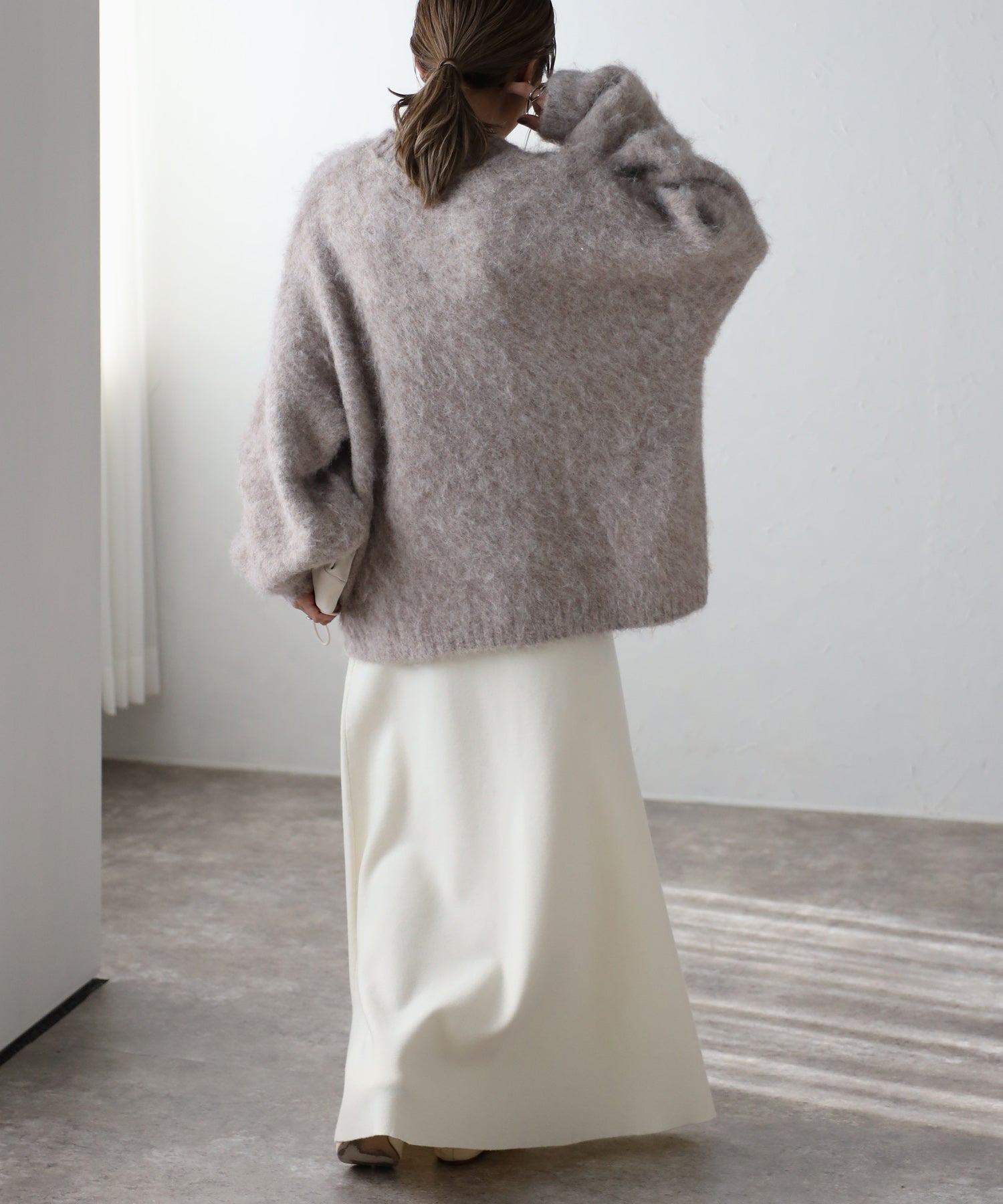 ボンジュールサガン BONJOUR SAGAN ミラノリブフレアスカート （IVORY） IVORY