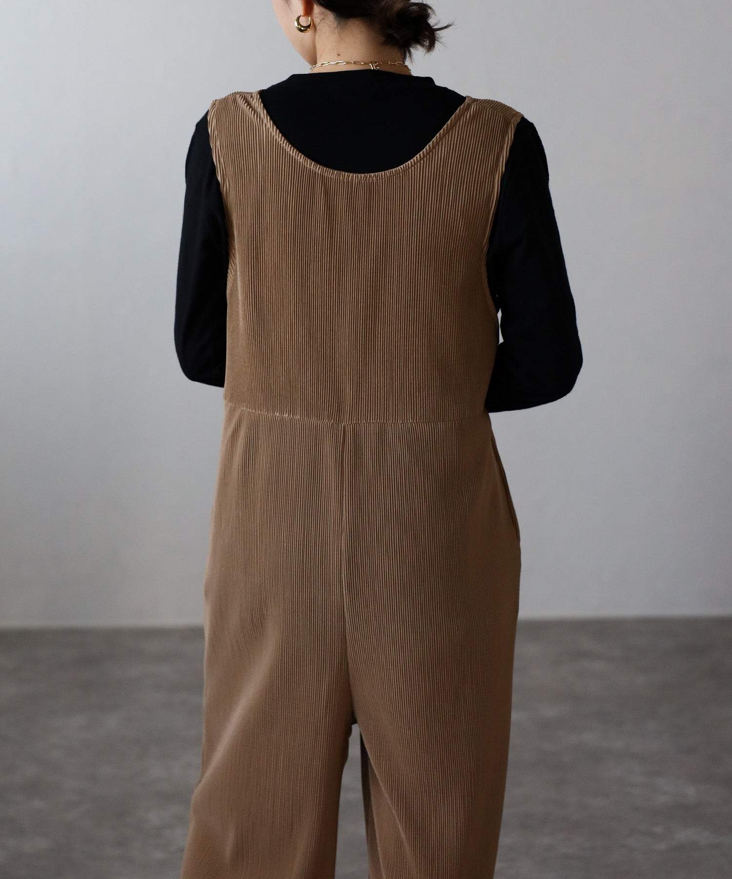 ボンジュールサガン BONJOUR SAGAN 2WAYプリーツロンパース （CAMEL） CAMEL