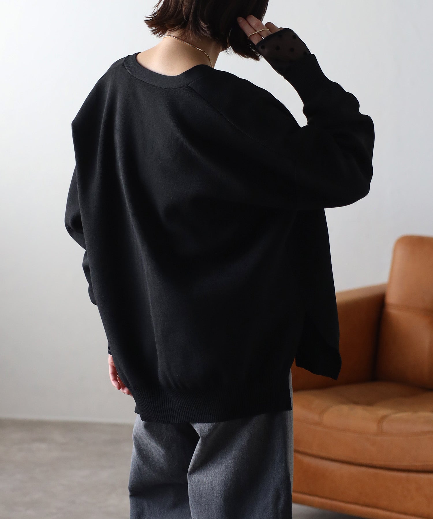 ボンジュールサガン BONJOUR SAGAN ダンボールニットカーディガン （CHARCOAL-GRAY） CHARCOAL-GRAY