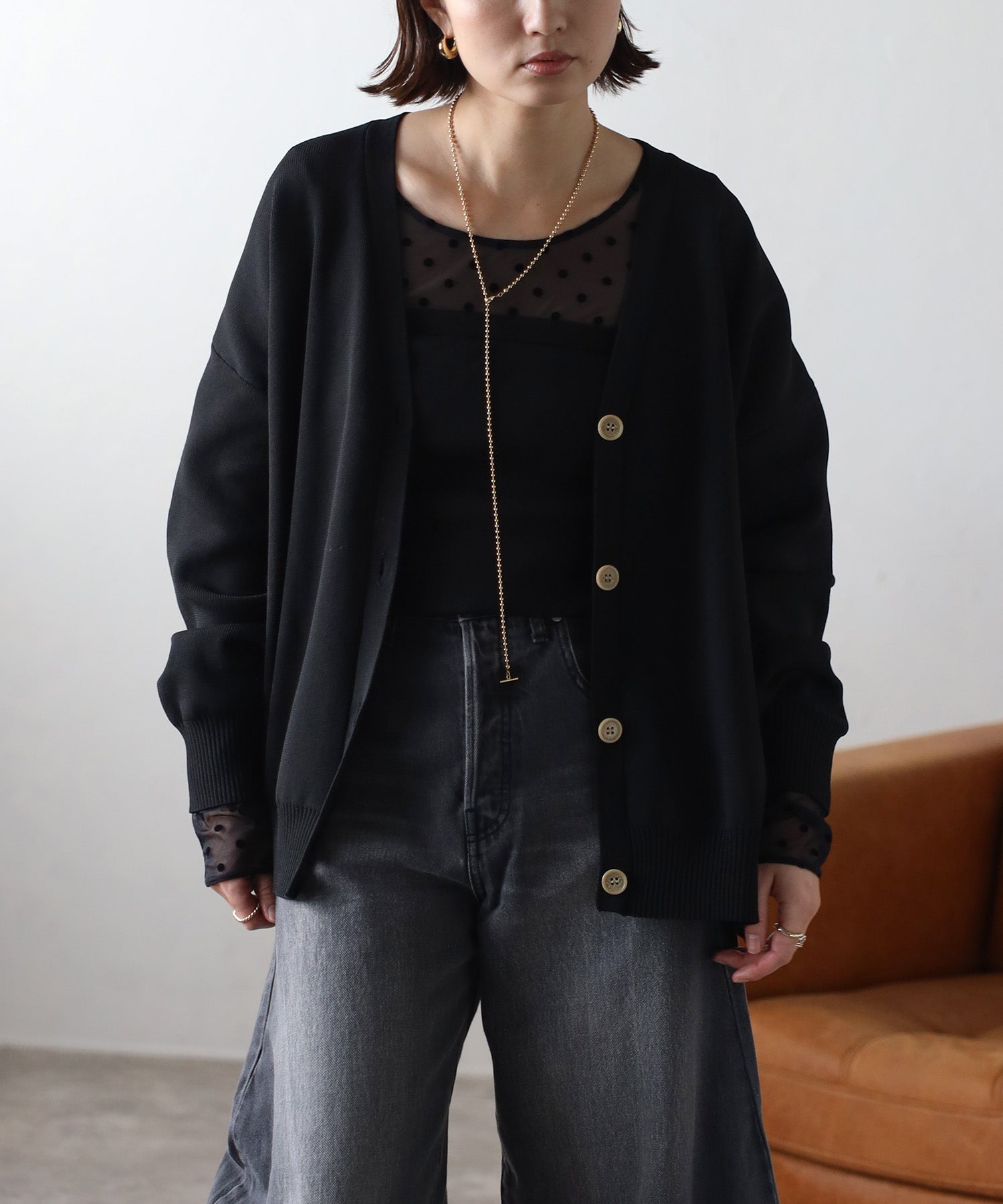 ボンジュールサガン BONJOUR SAGAN ダンボールニットカーディガン （BLACK） BLACK