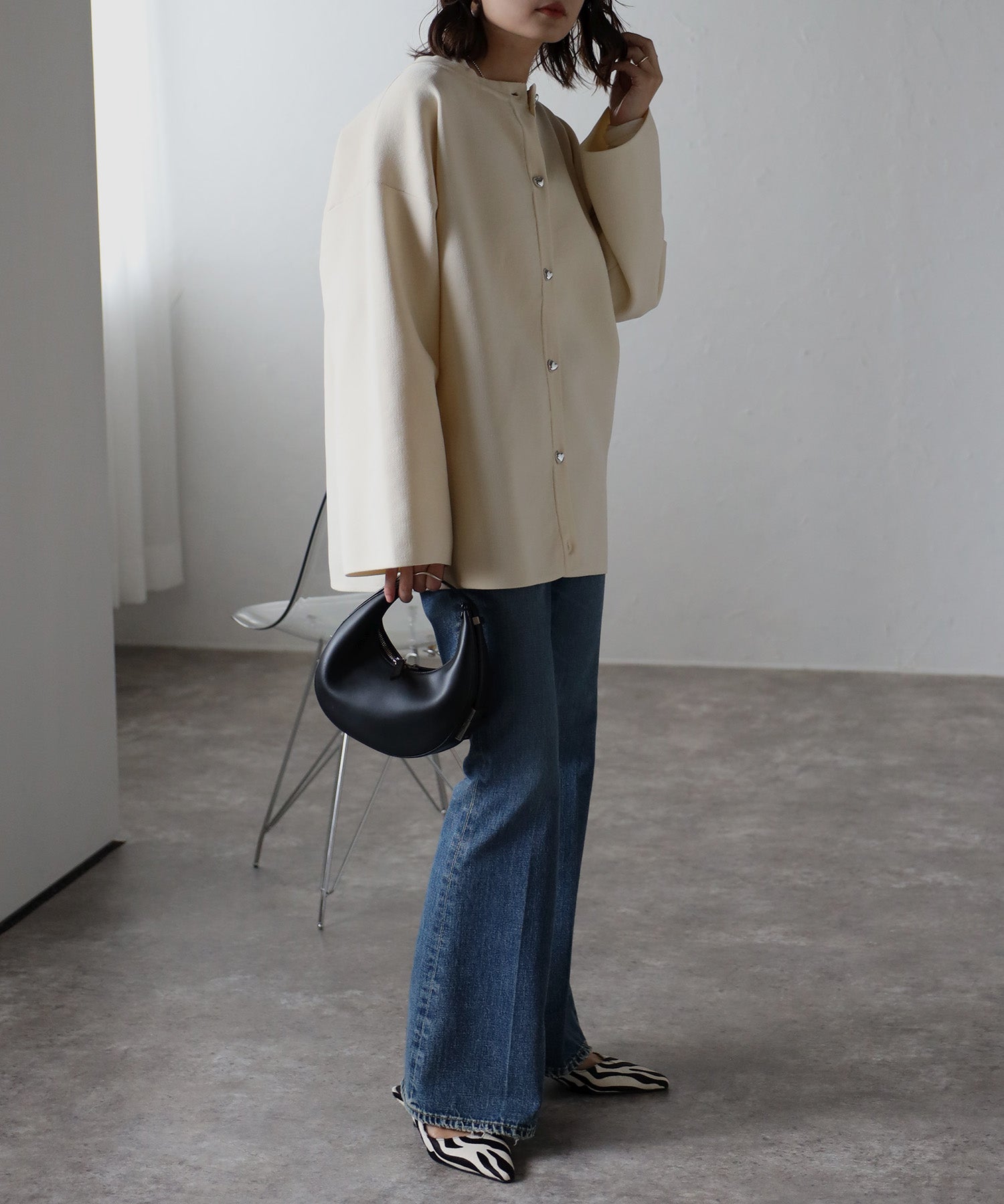 ボンジュールサガン BONJOUR SAGAN ハートボタンカーディガン （NAVY） NAVY
