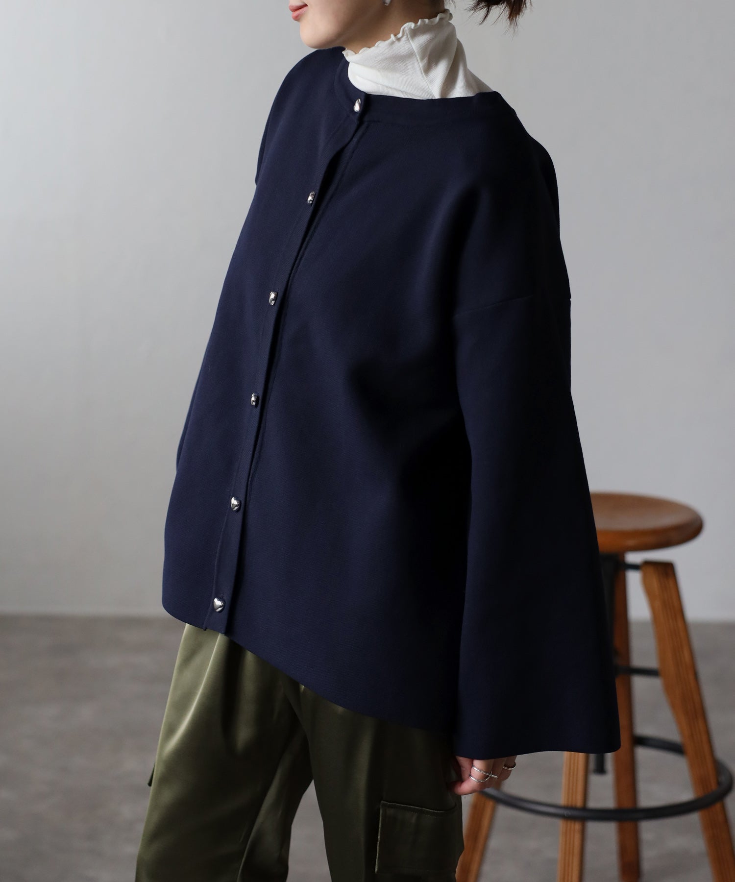 ボンジュールサガン BONJOUR SAGAN ハートボタンカーディガン （NAVY） NAVY
