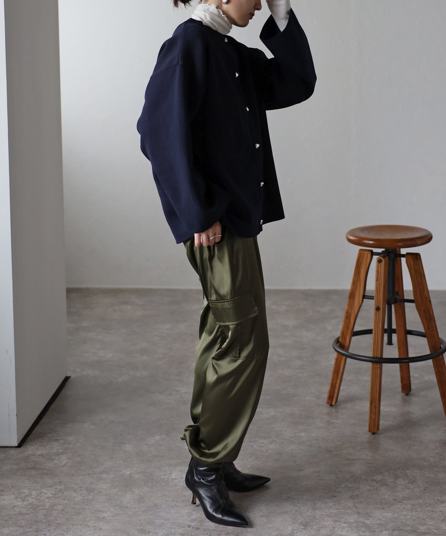 ボンジュールサガン BONJOUR SAGAN ハートボタンカーディガン （NAVY） NAVY
