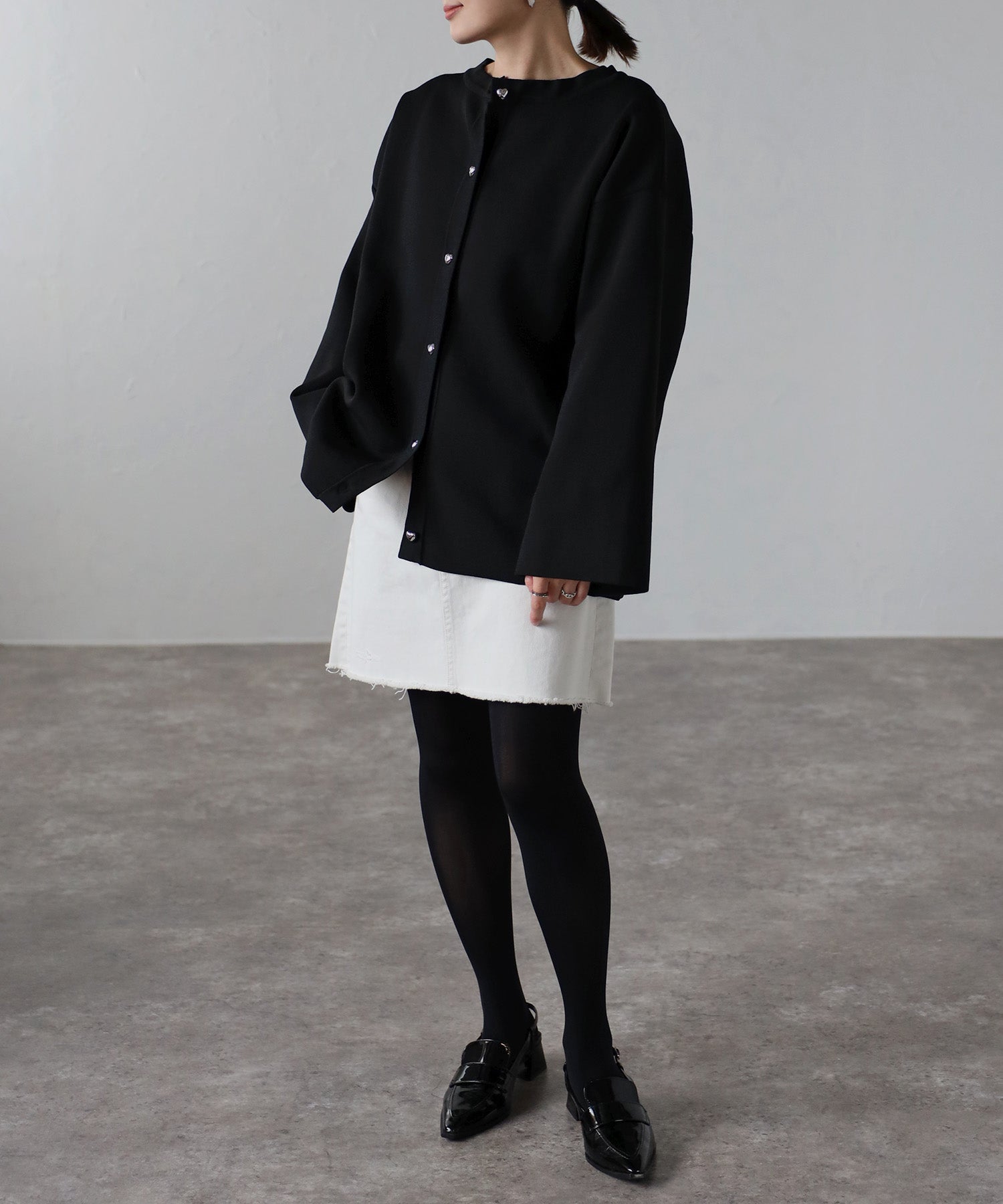 ボンジュールサガン BONJOUR SAGAN ハートボタンカーディガン （NAVY） NAVY