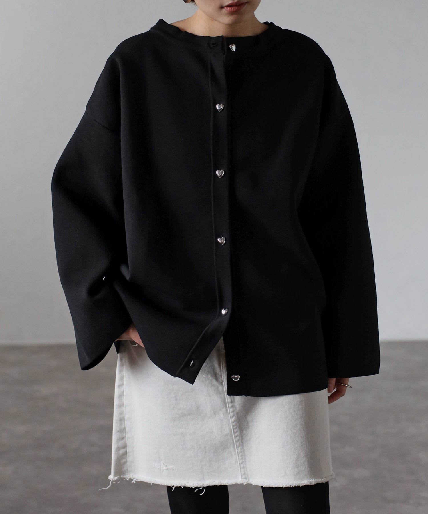 ボンジュールサガン BONJOUR SAGAN ハートボタンカーディガン （BLACK） BLACK