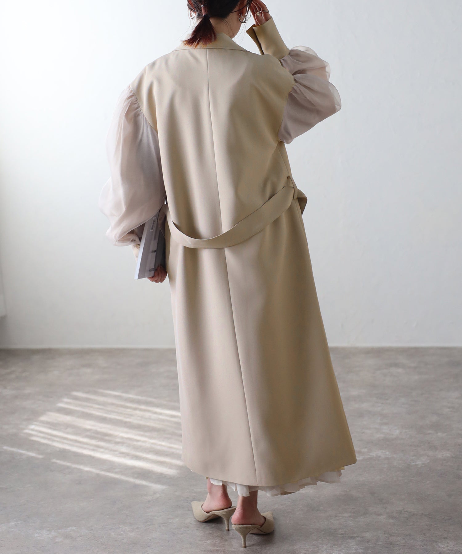 ボンジュールサガン BONJOUR SAGAN チュール袖トレンチコート