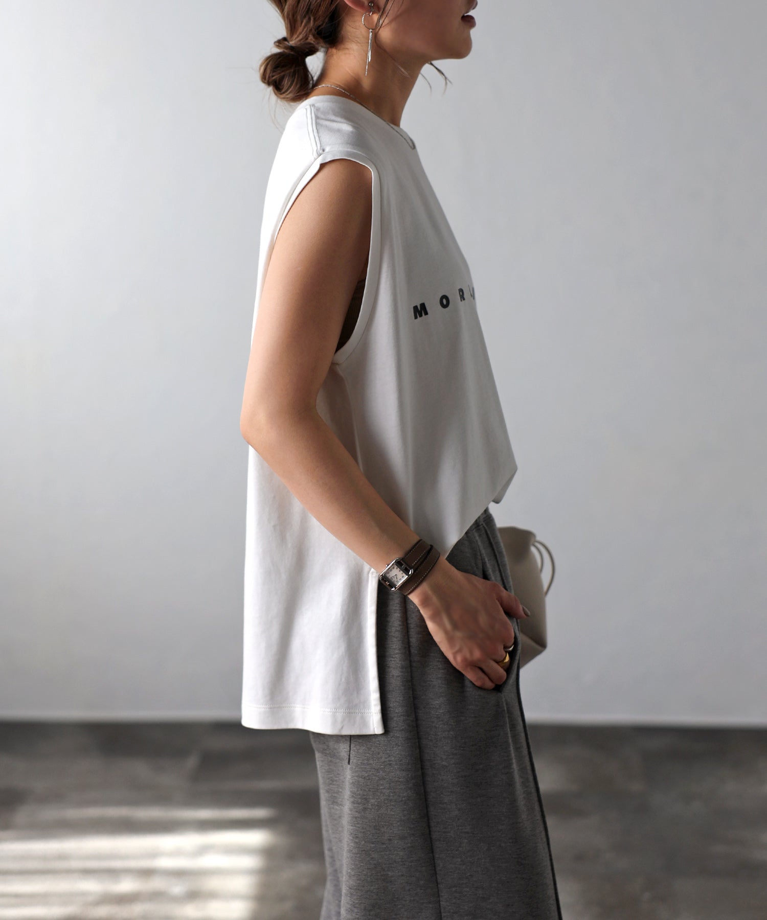 ボンジュールサガン BONJOUR SAGAN MORATORIUMコットンフレンチスリーブT （CHARCOAL-GRAY） CHARCOAL-GRAY