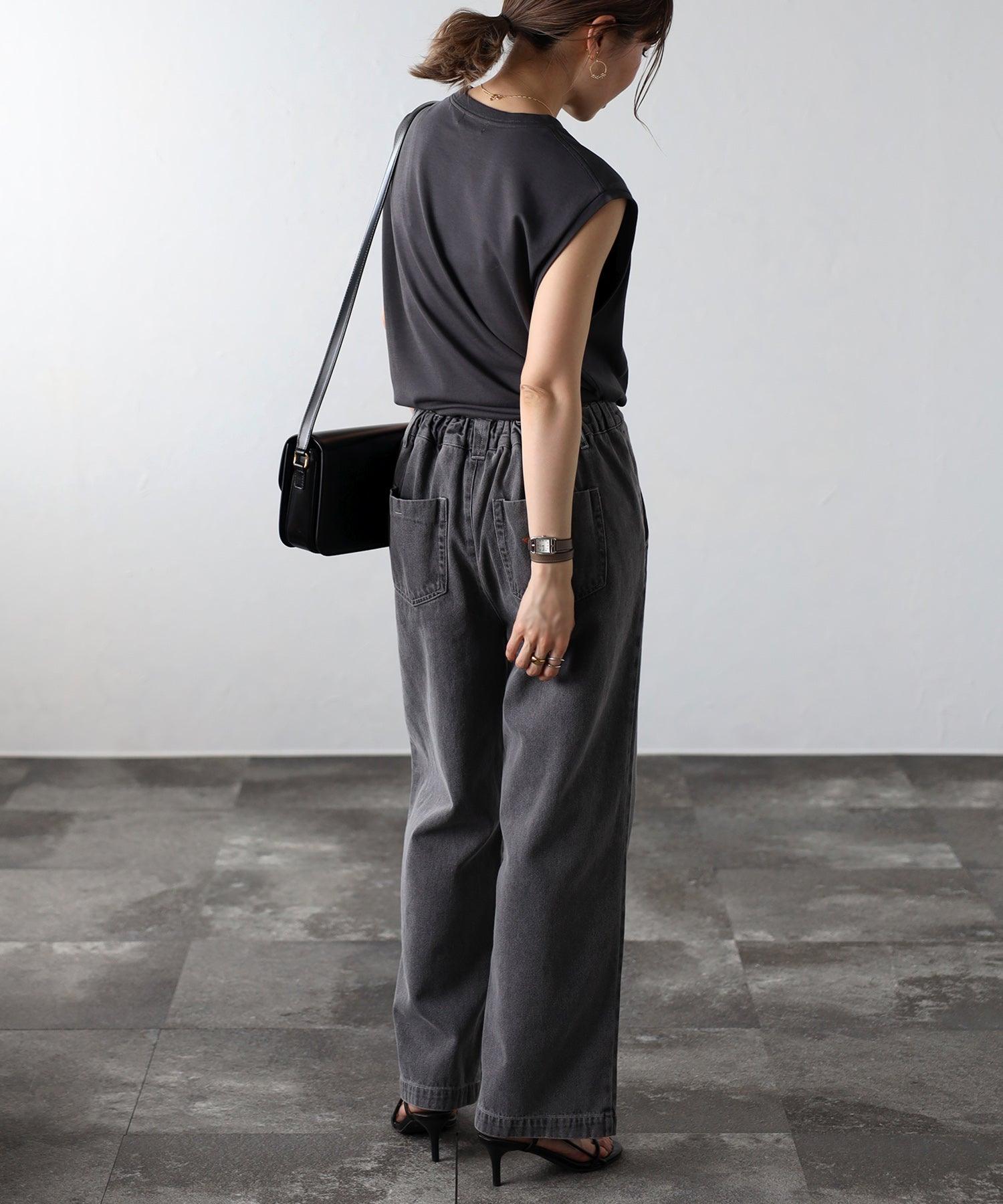 ボンジュールサガン BONJOUR SAGAN MORATORIUMコットンフレンチスリーブT （CHARCOAL-GRAY） CHARCOAL-GRAY