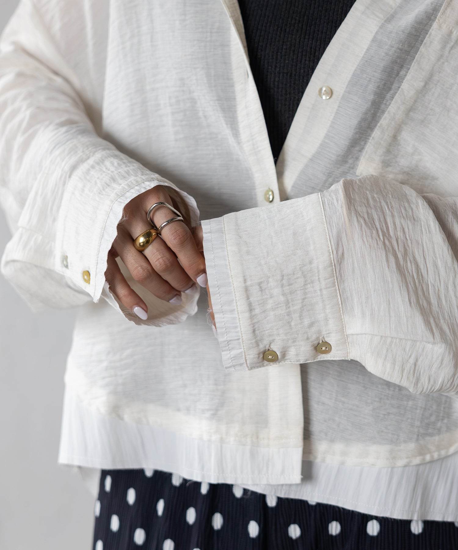 ボンジュールサガン BONJOUR SAGAN リネン混レイヤード風シャツ