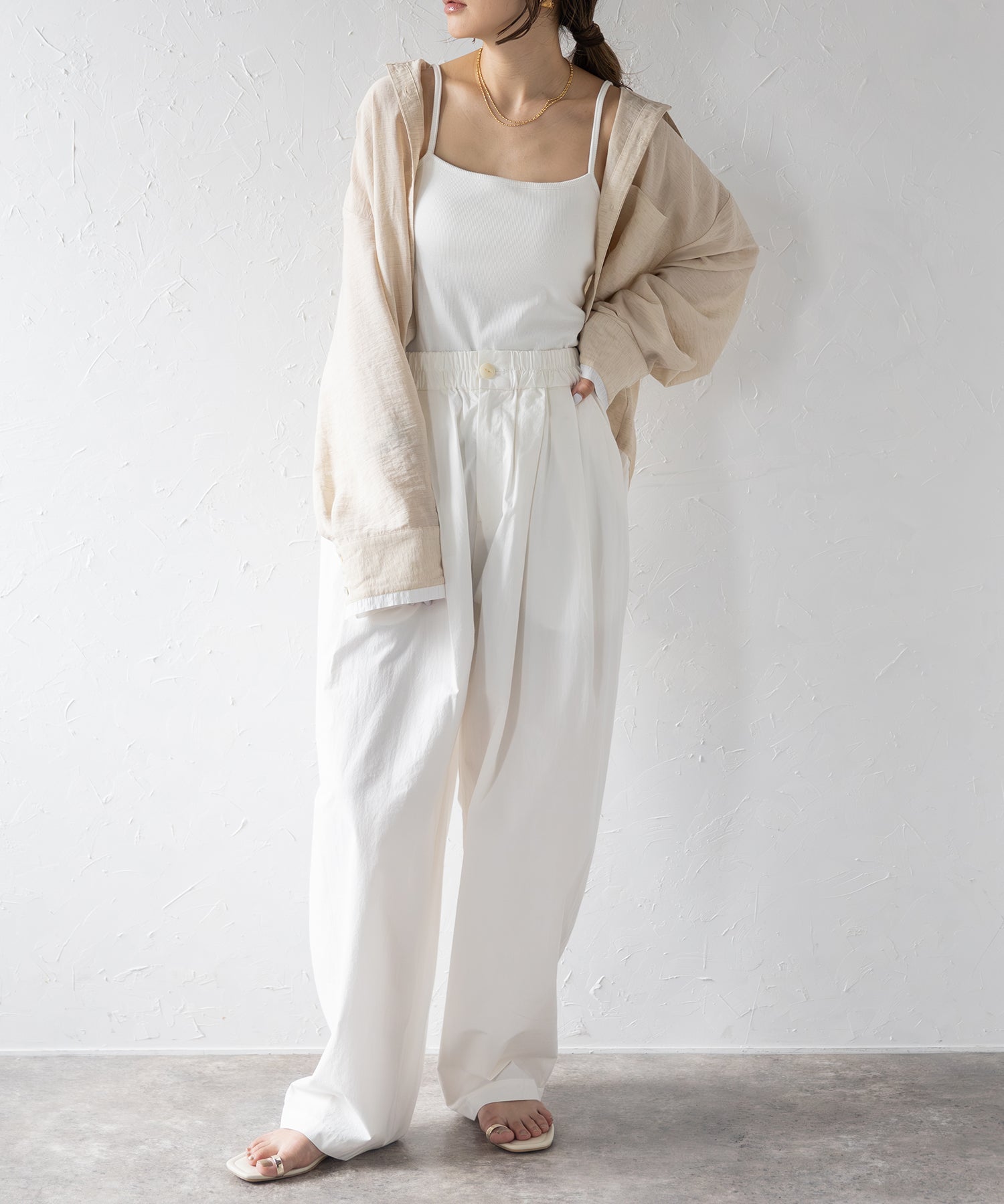 ボンジュールサガン BONJOUR SAGAN リネン混レイヤード風シャツ